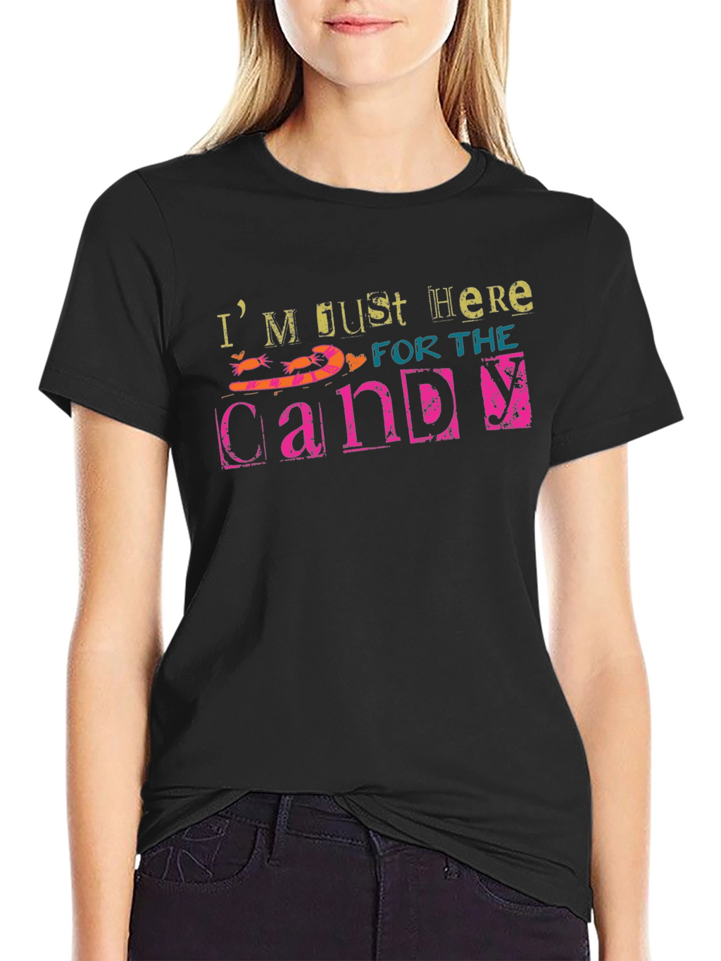 Just Here for the Candy Black T-Shirt