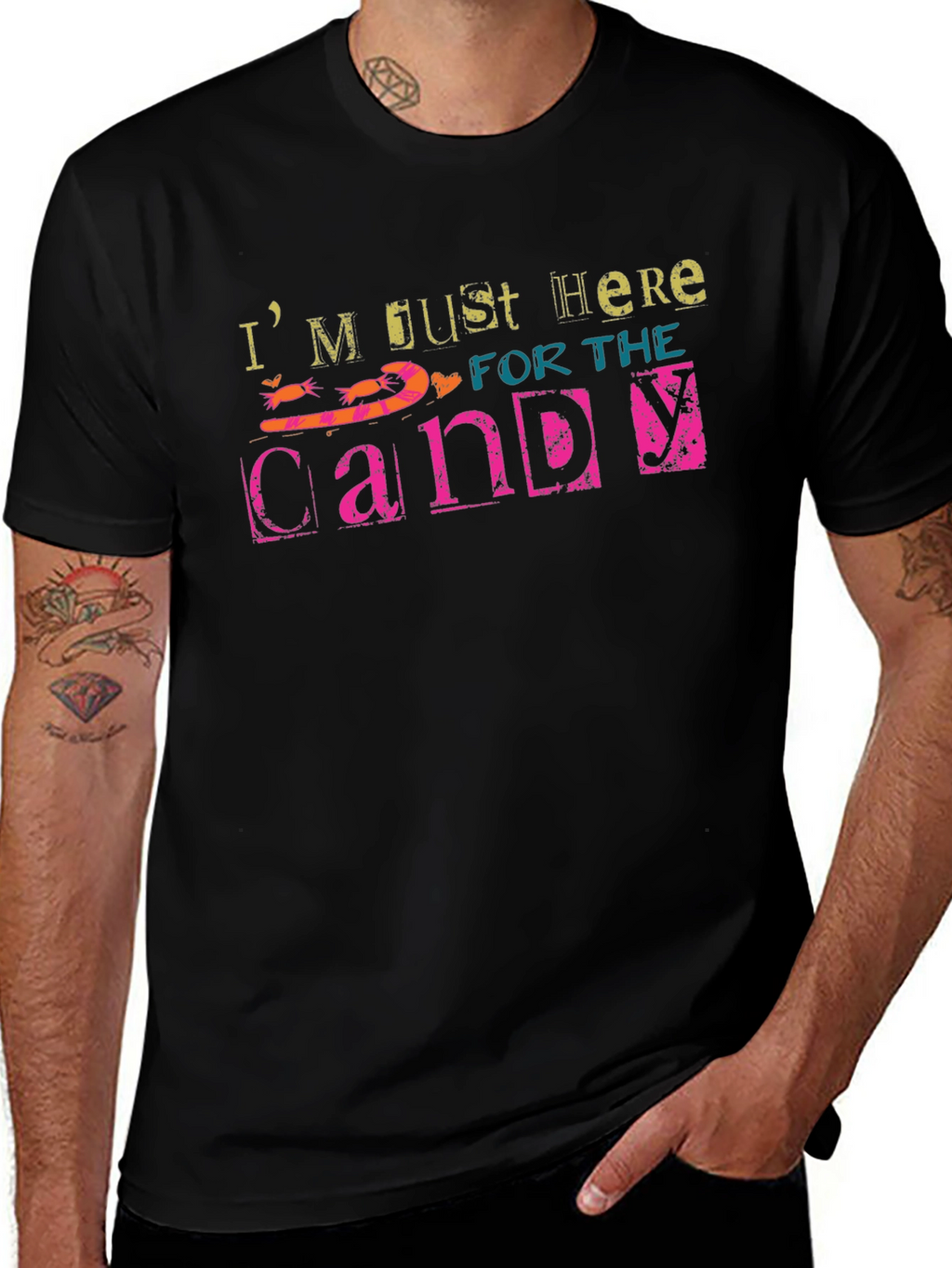 Just Here for the Candy Black T-Shirt