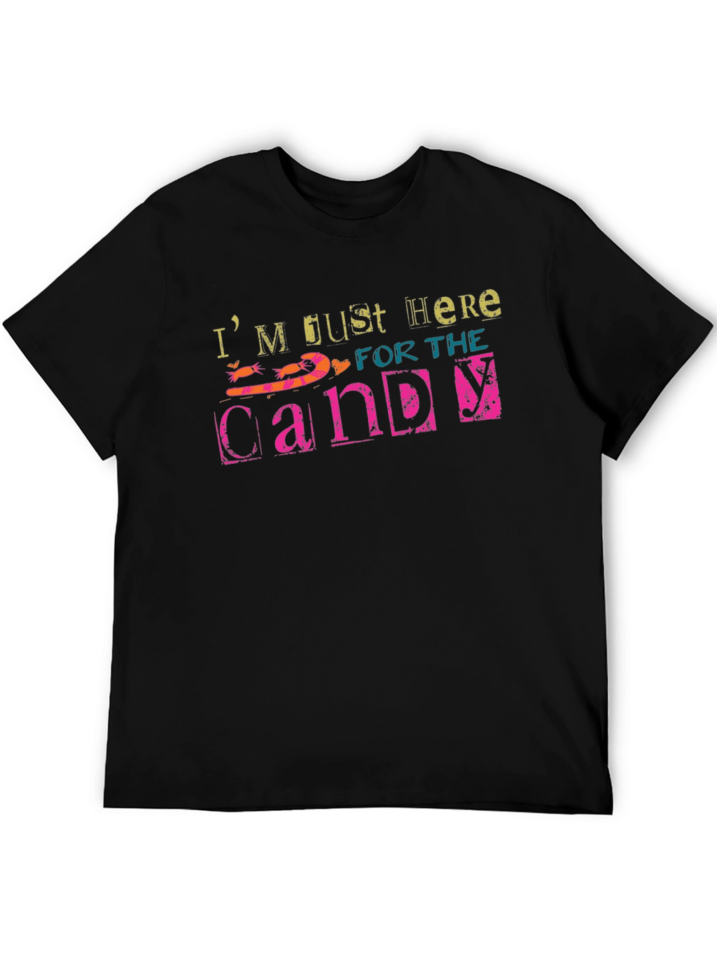 Just Here for the Candy Black T-Shirt