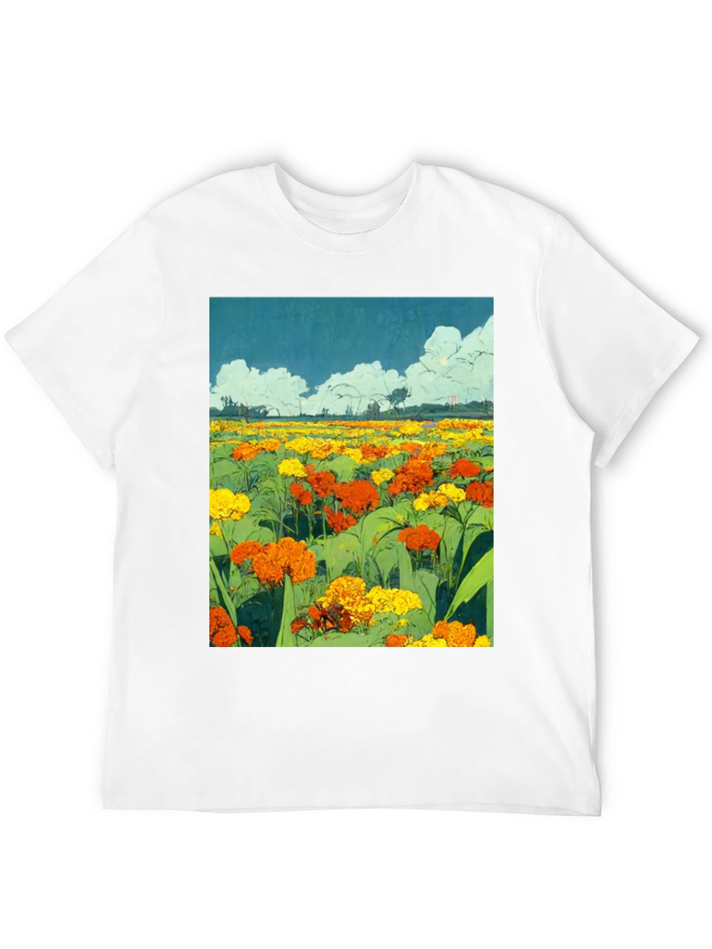 Floral Field Graphic T-Shirt - Black