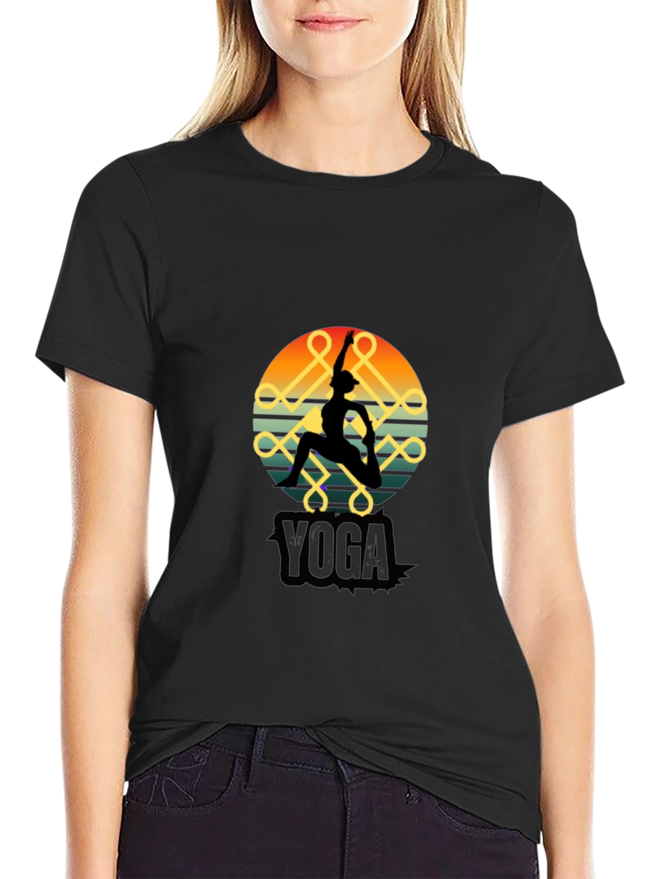 Yoga Silhouette Black T-Shirt