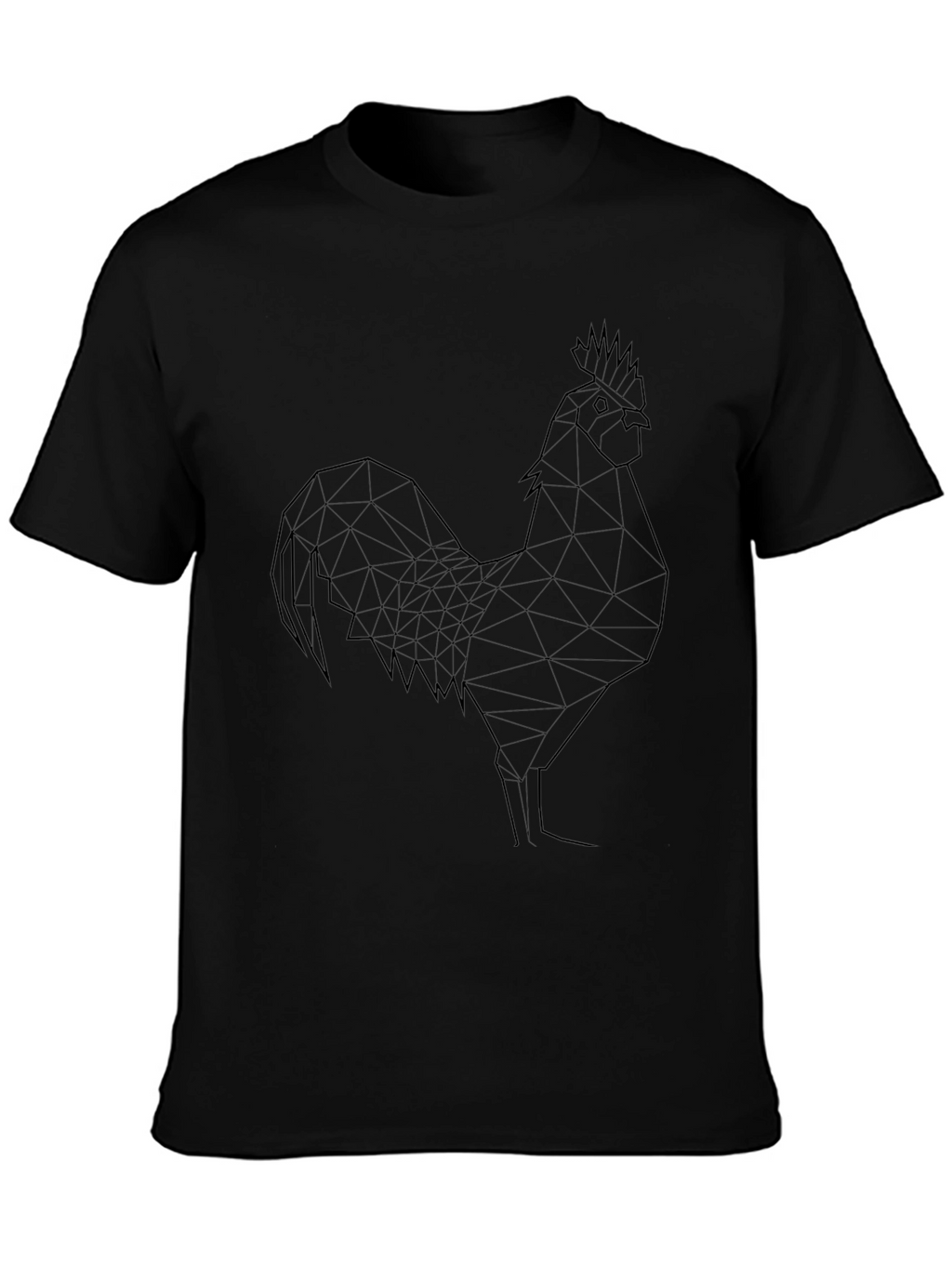 Geometric Rooster Tee - Stylish Black T-Shirt