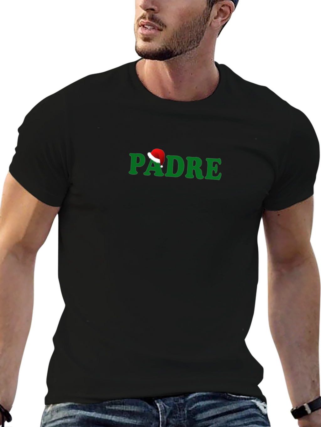 Christmas Padre Santa Hat Graphic T-Shirt