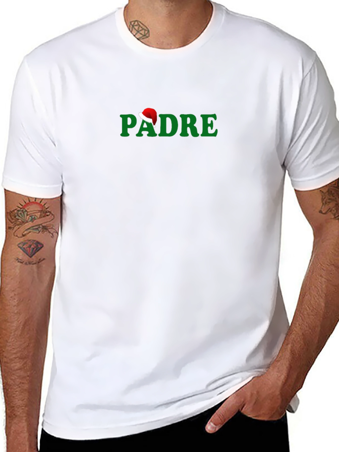 Christmas Padre Santa Hat Graphic T-Shirt