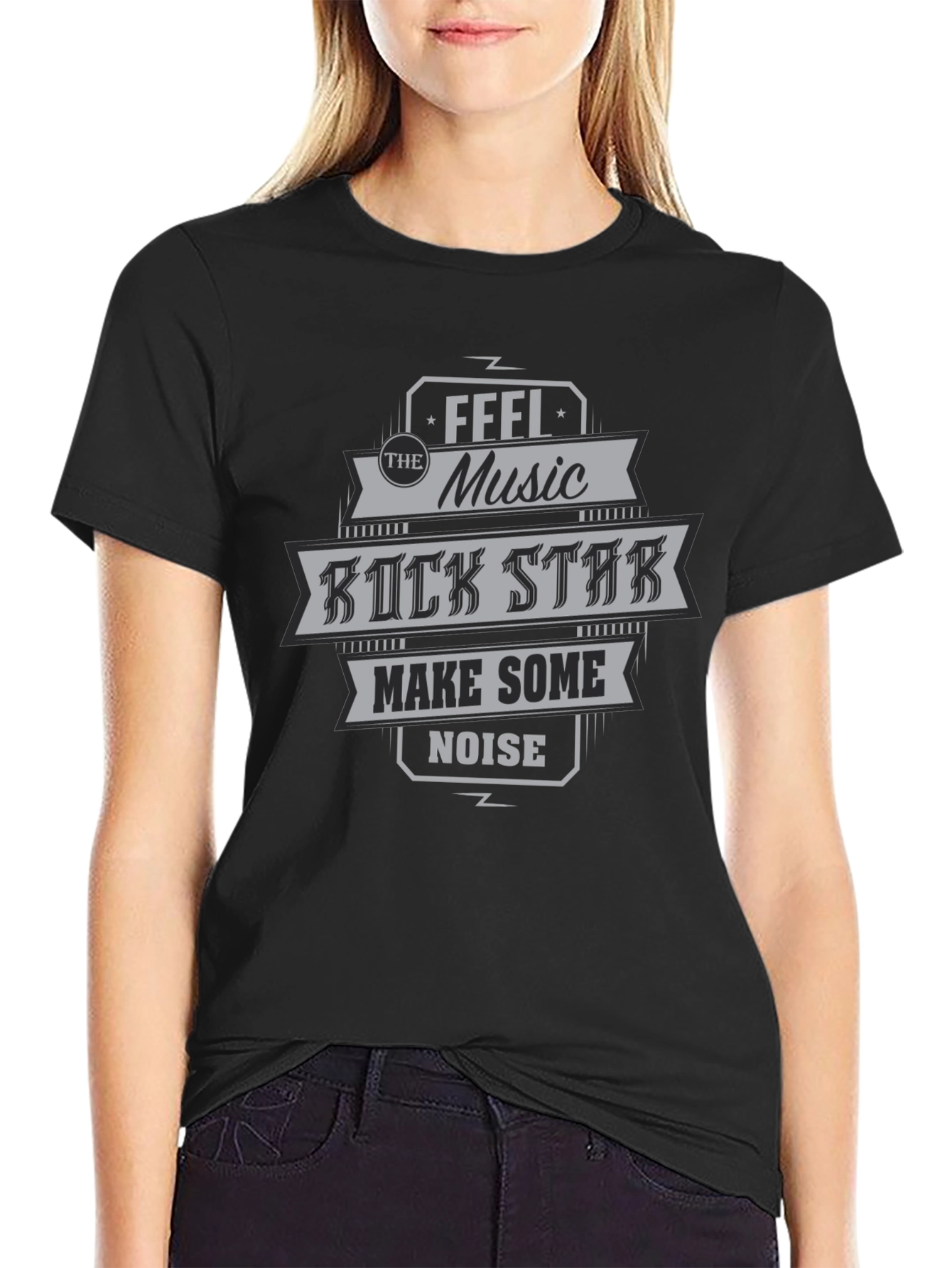Rock Star Graphic T-Shirt - Feel the Music Make Some Noise
