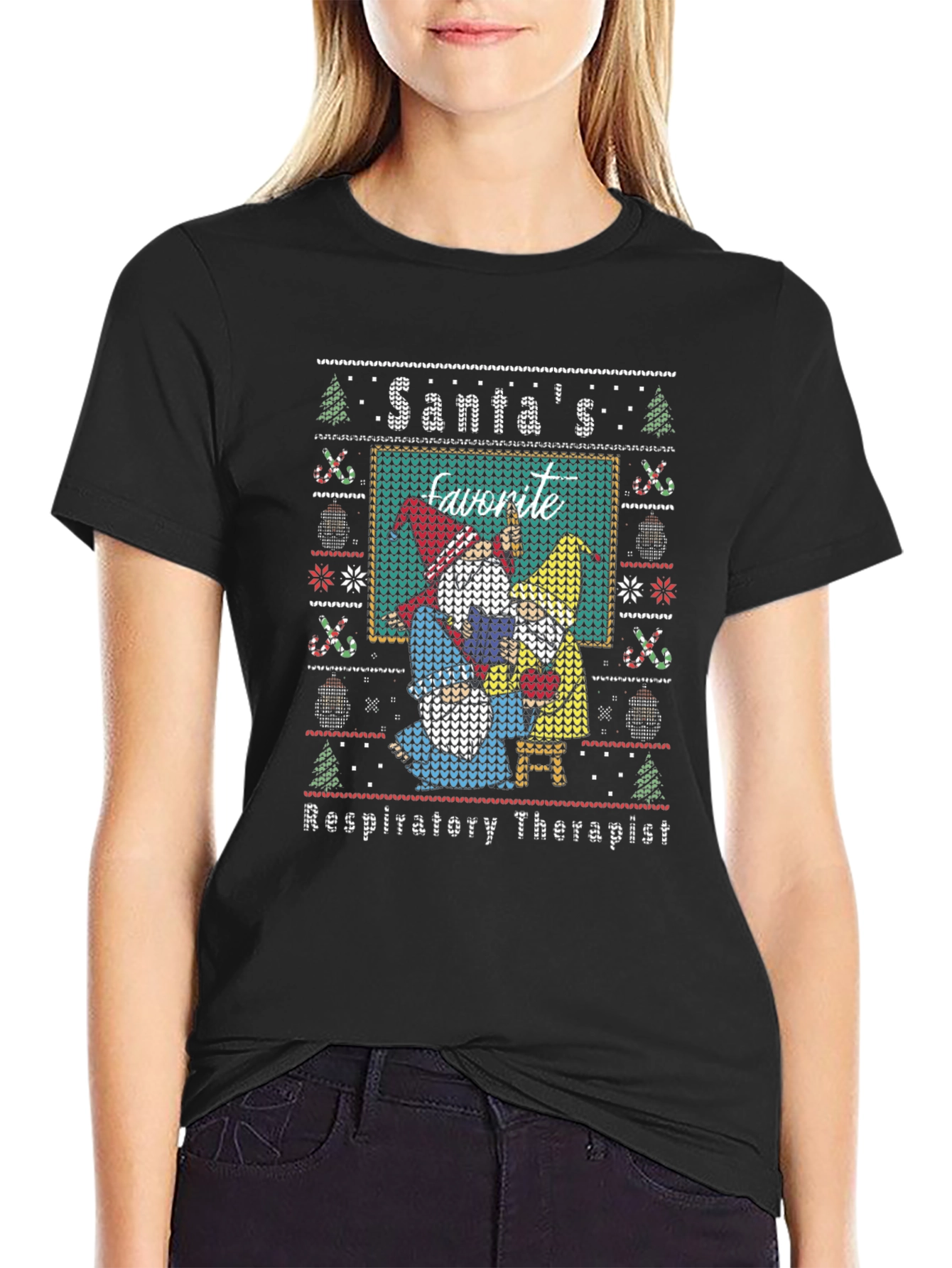 Santas Favorite Respiratory Therapist Ugly Sweater T-Shirt