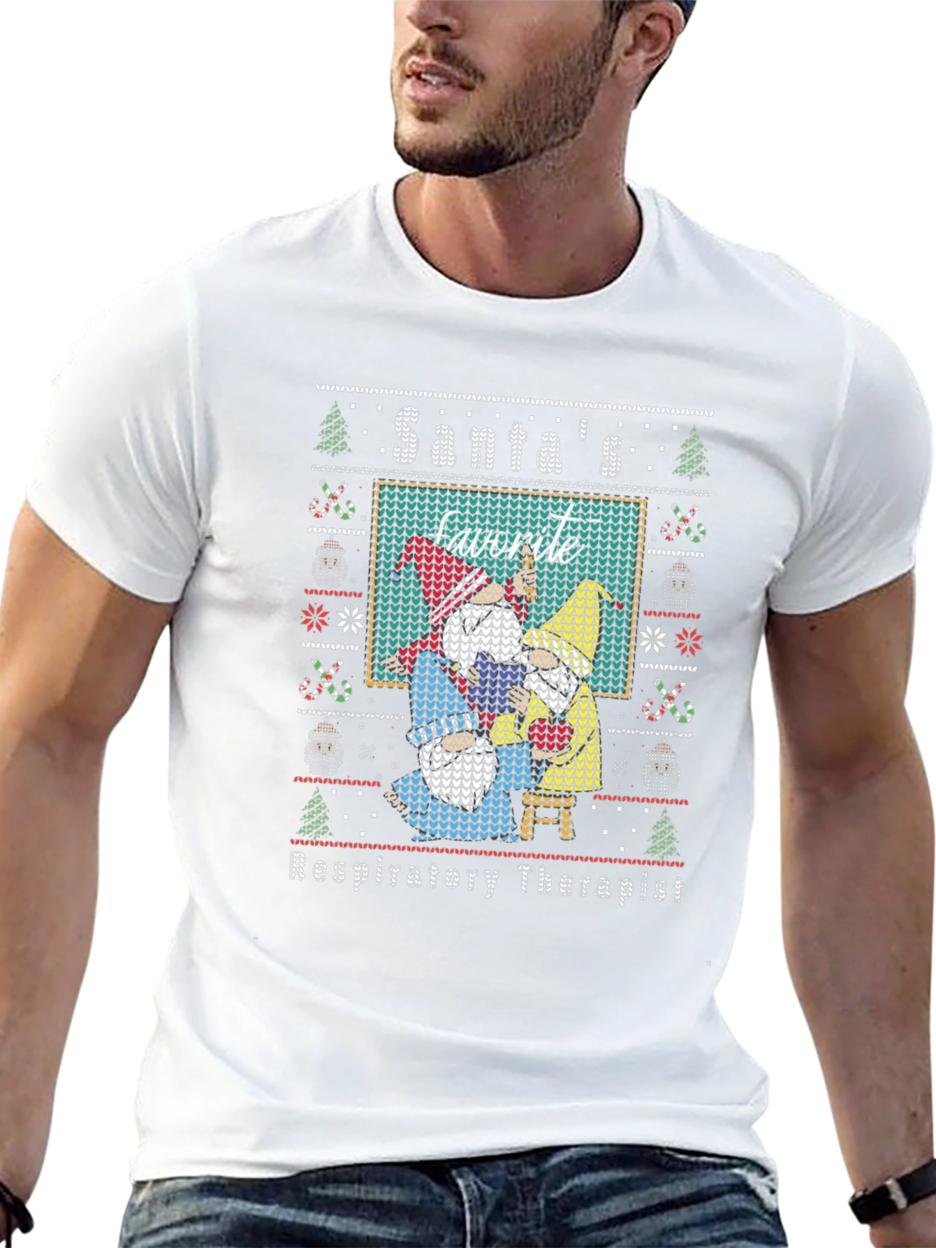 Santas Favorite Respiratory Therapist Ugly Sweater T-Shirt