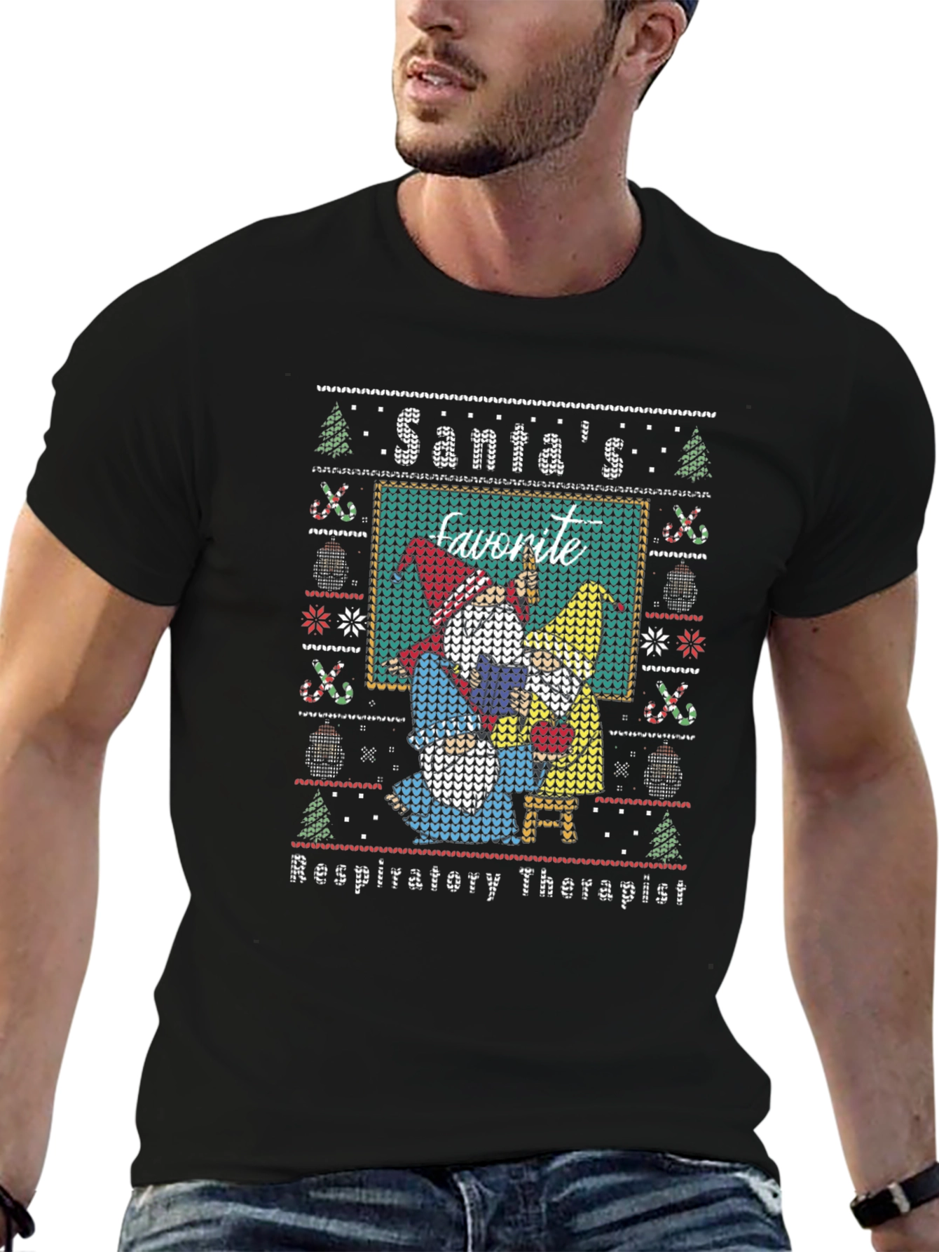 Santas Favorite Respiratory Therapist Ugly Sweater T-Shirt