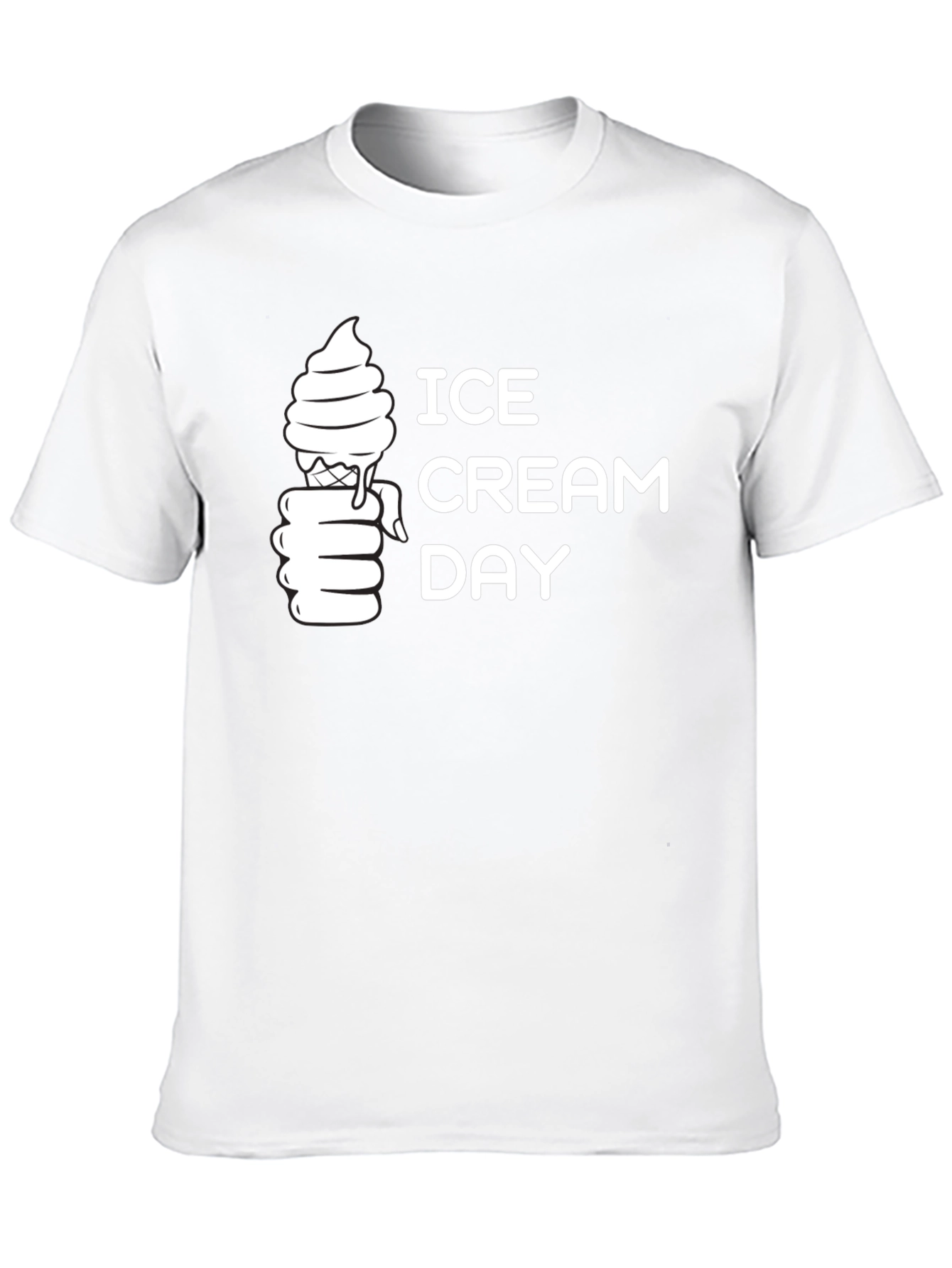 Ice Cream Day Graphic Tee - Black Cotton T-Shirt
