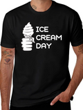 Ice Cream Day Graphic Tee - Black Cotton T-Shirt