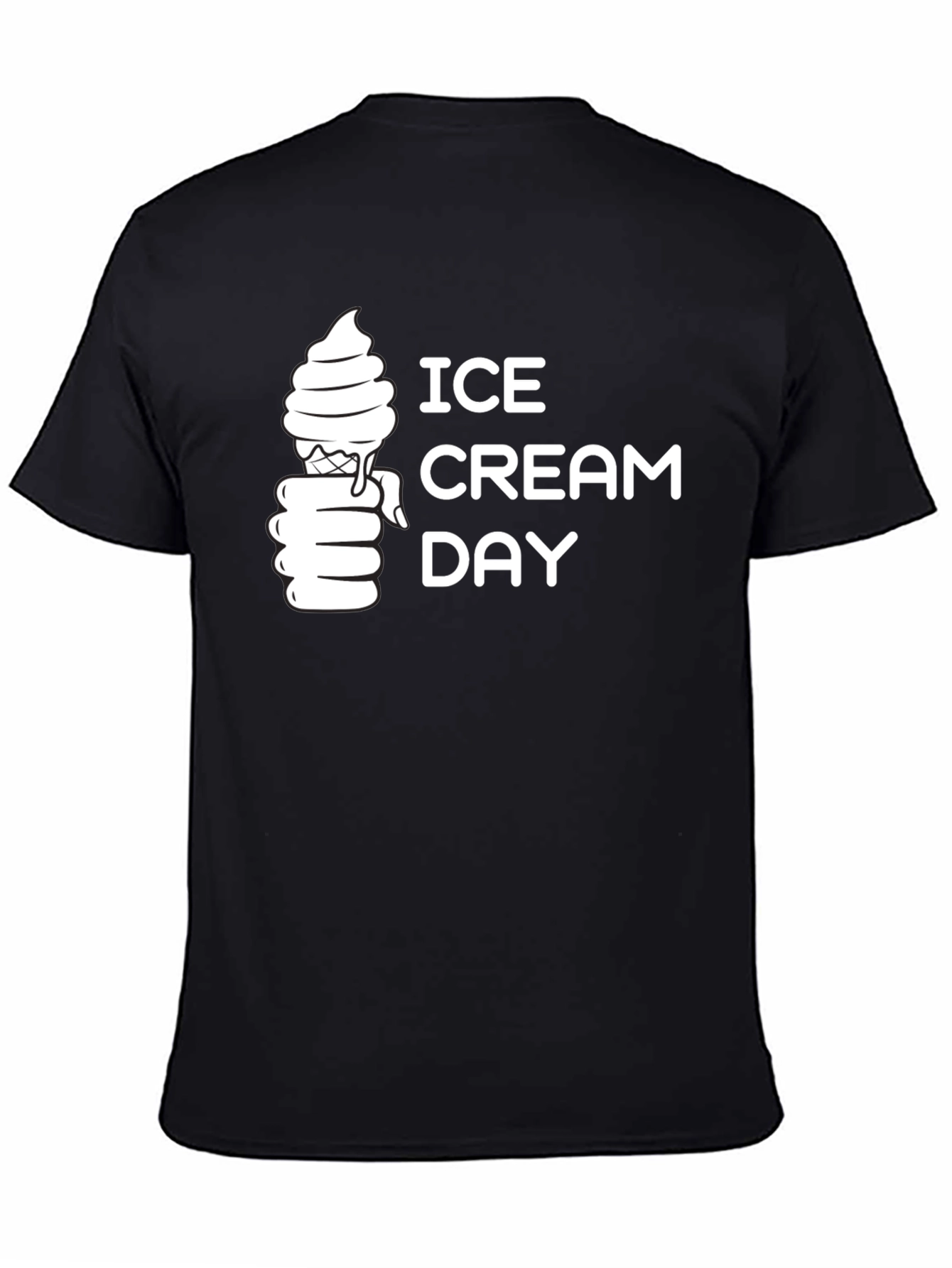 Ice Cream Day Graphic Tee - Black Cotton T-Shirt