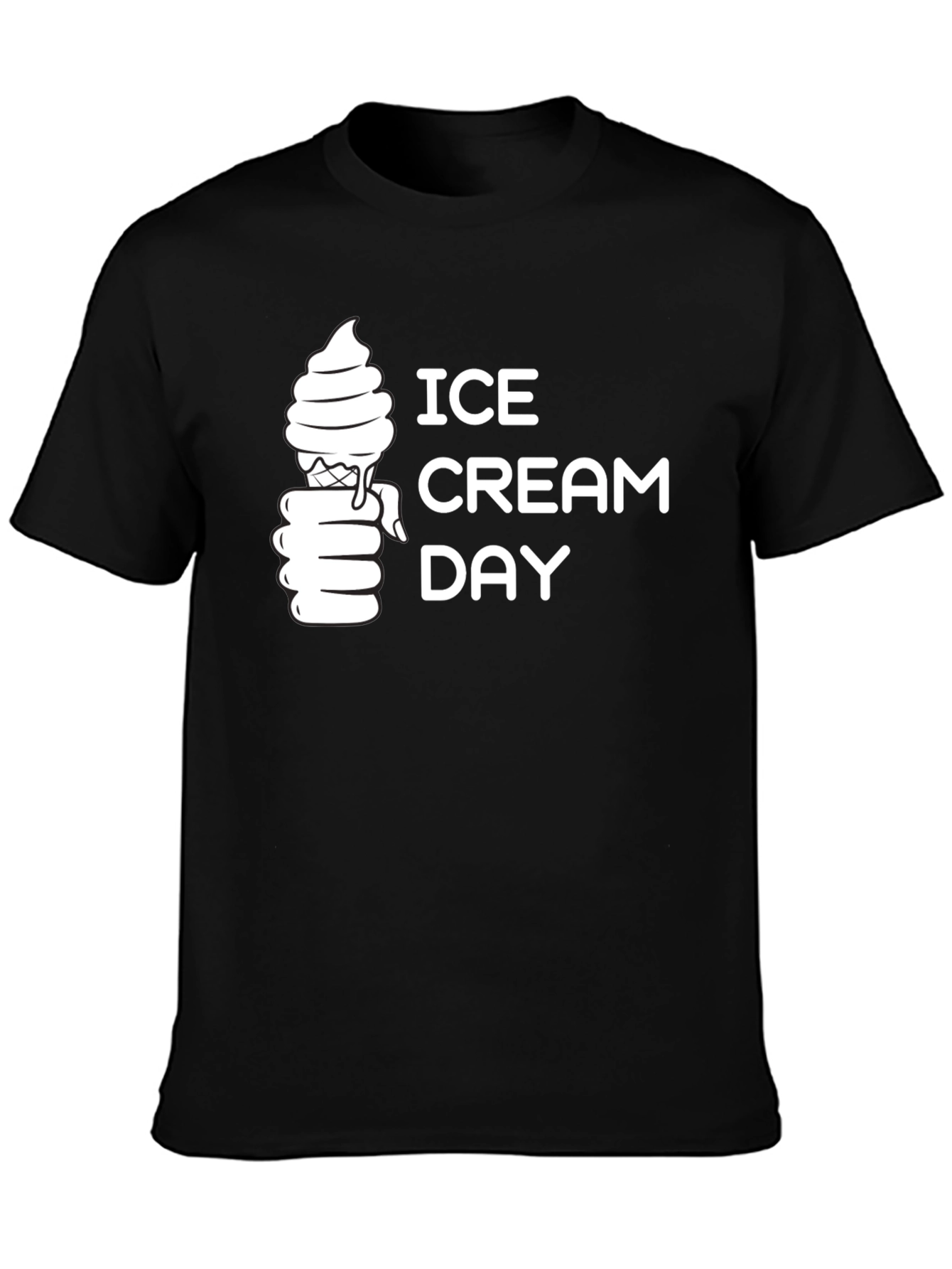Ice Cream Day Graphic Tee - Black Cotton T-Shirt