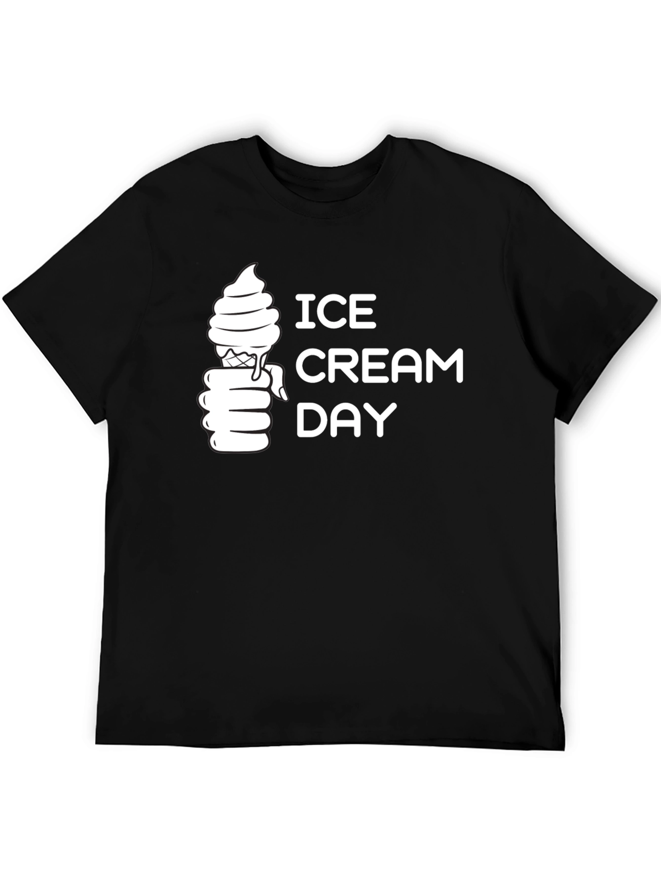 Ice Cream Day Graphic Tee - Black Cotton T-Shirt