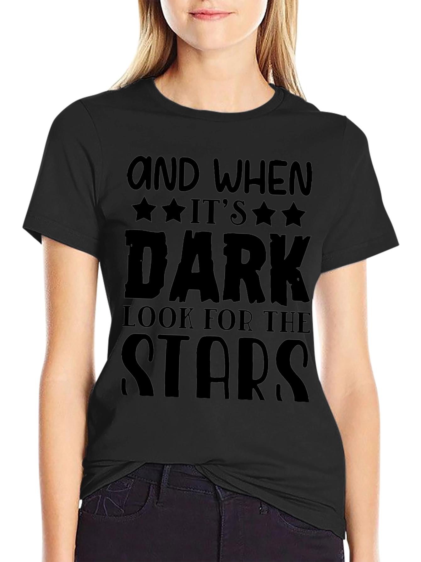 Inspirational Look for the Stars Black T-Shirt