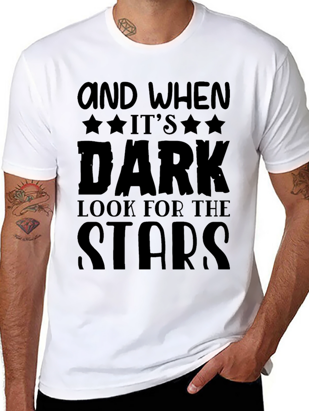 Inspirational Look for the Stars Black T-Shirt