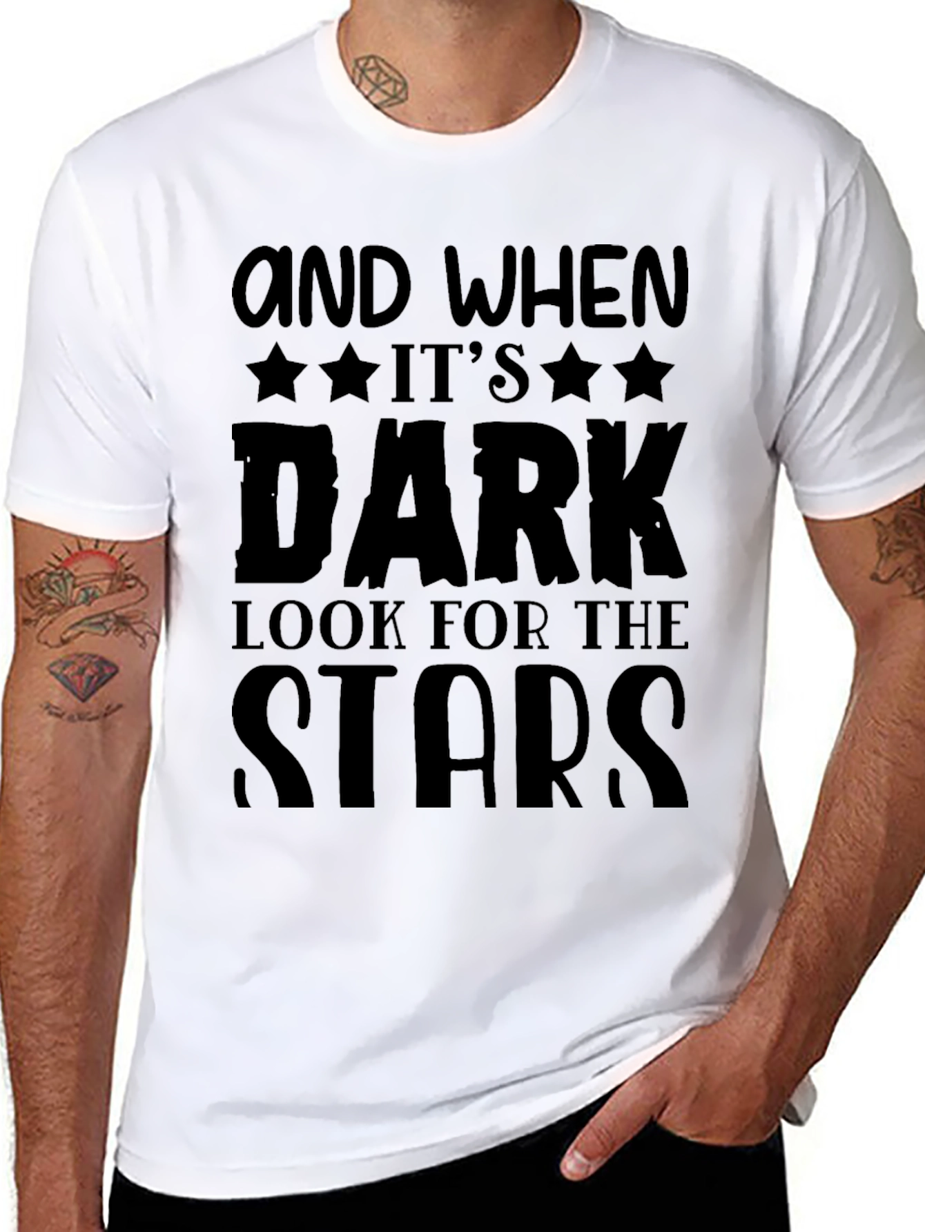 Inspirational Look for the Stars Black T-Shirt