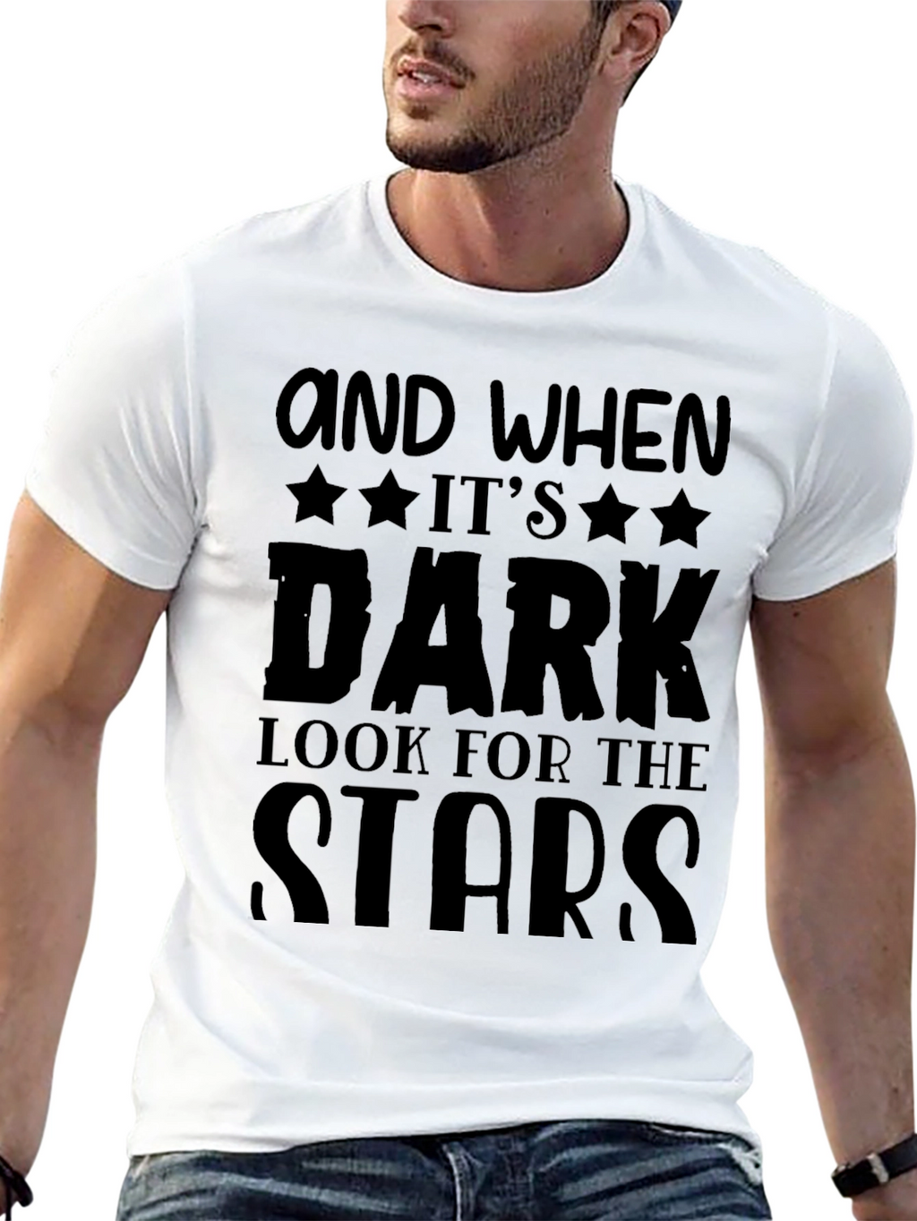Inspirational Look for the Stars Black T-Shirt