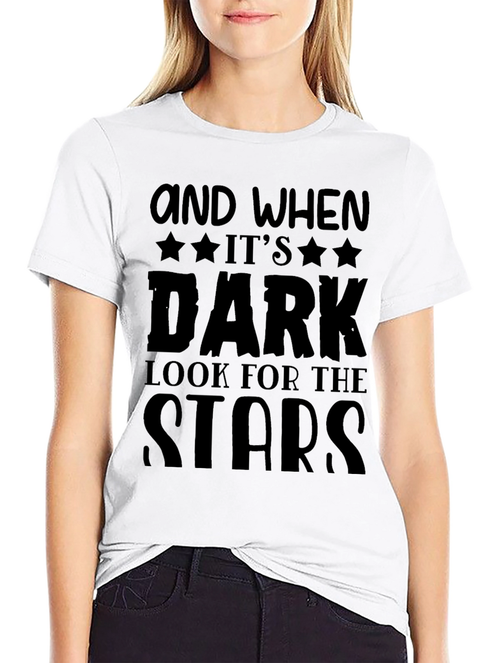 Inspirational Look for the Stars Black T-Shirt