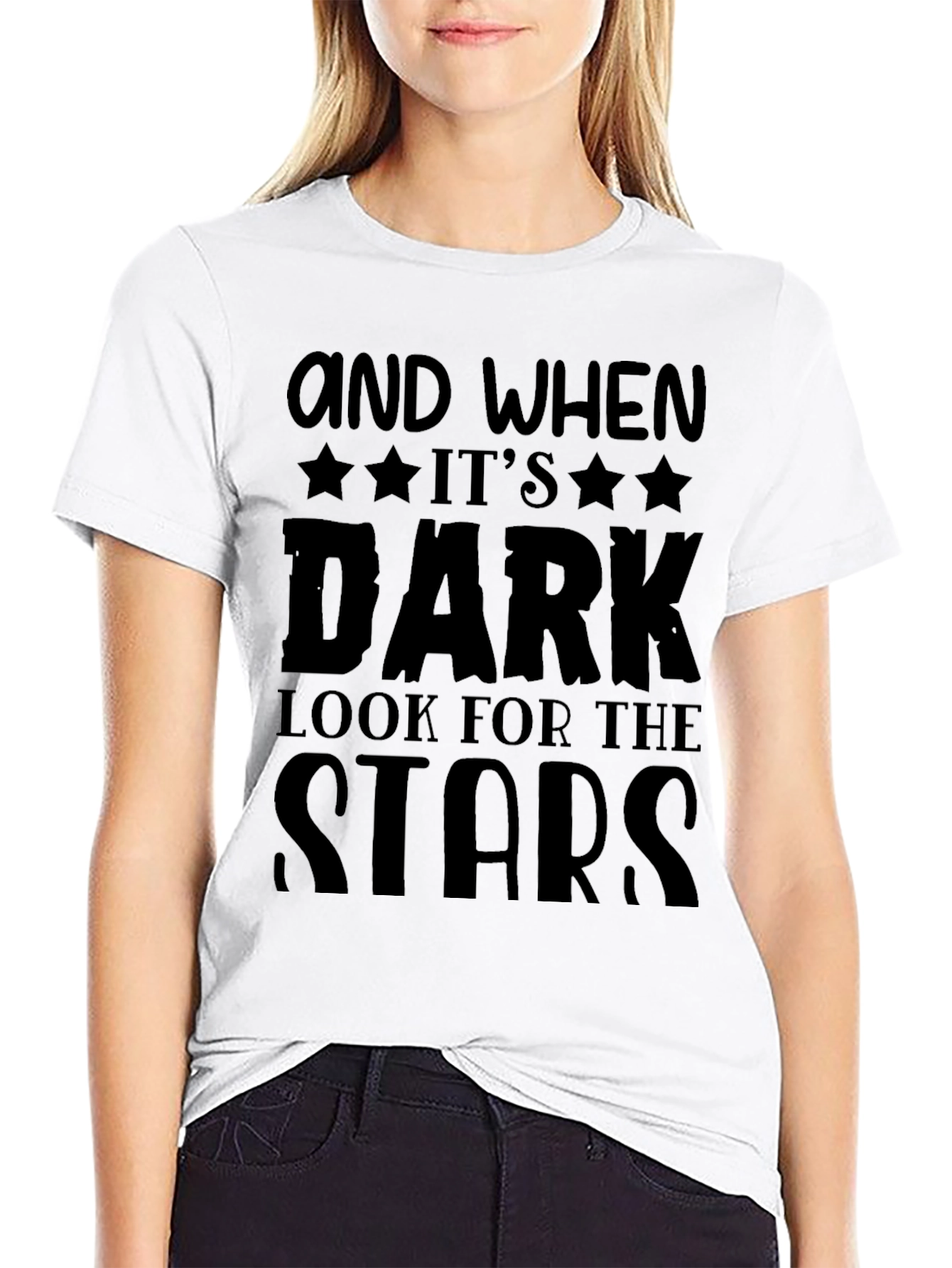 Inspirational Look for the Stars Black T-Shirt