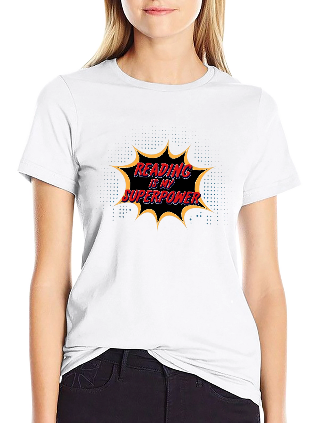 Reading is My Superpower Black Graphic Tee
