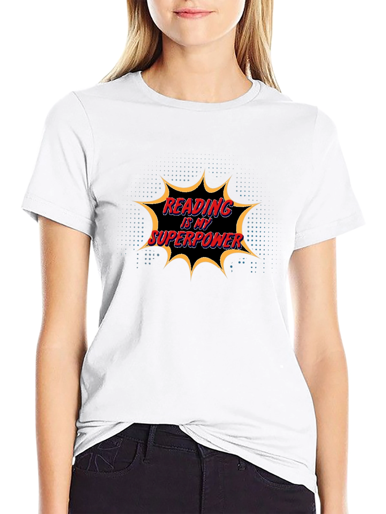 Reading is My Superpower Black Graphic Tee