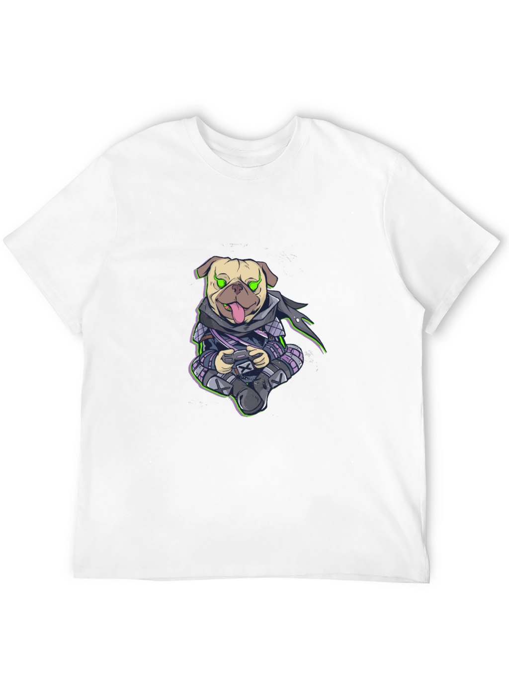 Gamer Pug Graphic T-Shirt - Black