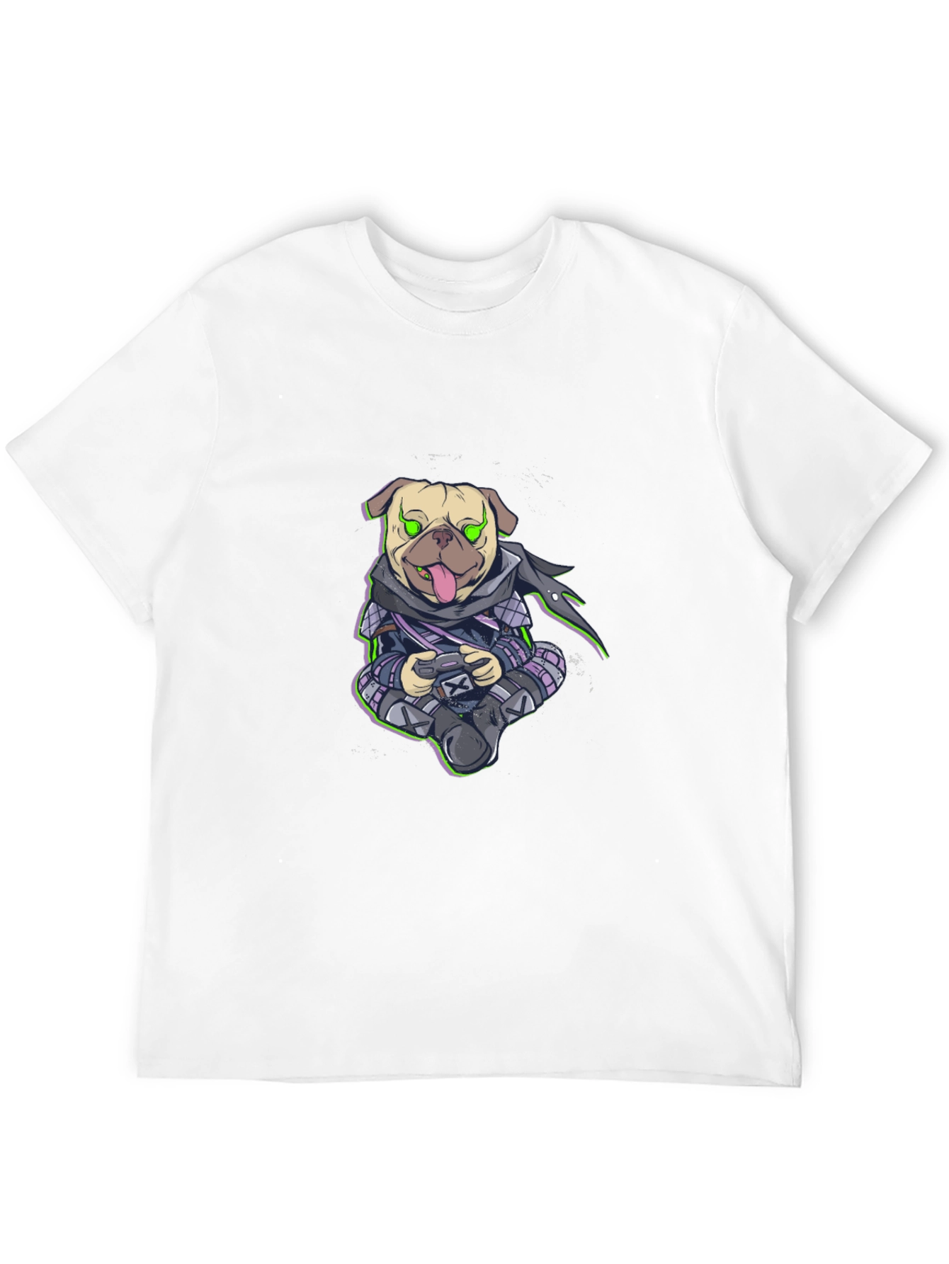 Gamer Pug Graphic T-Shirt - Black