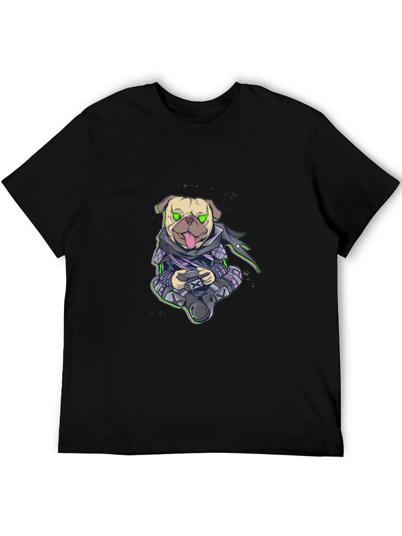 Gamer Pug Graphic T-Shirt - Black