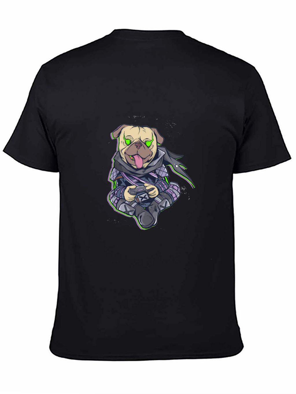 Gamer Pug Graphic T-Shirt - Black