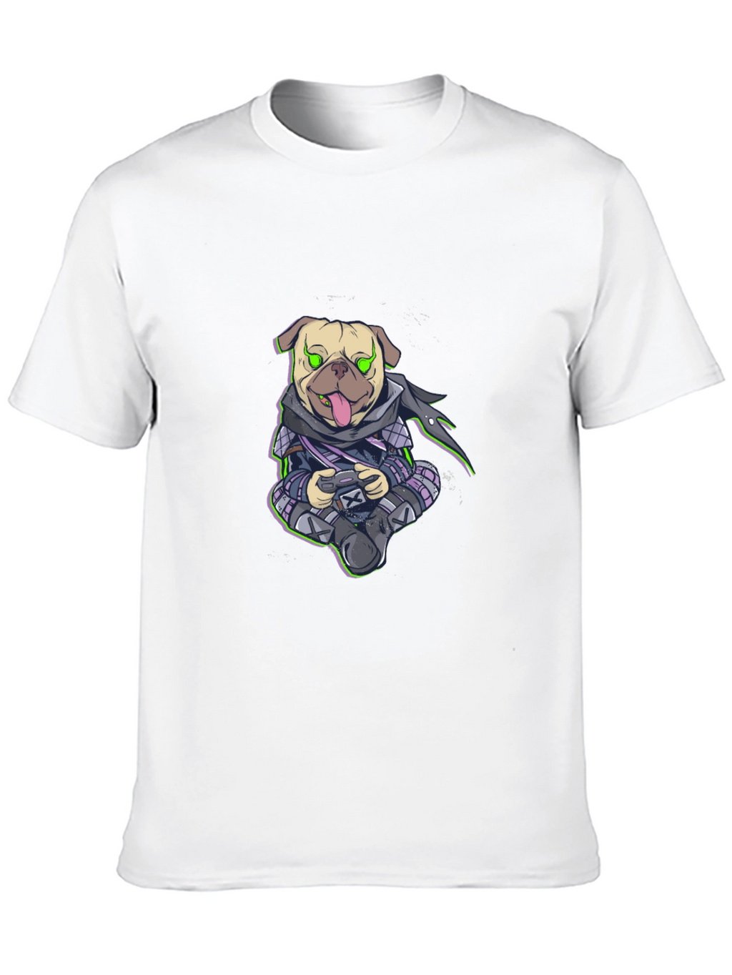 Gamer Pug Graphic T-Shirt - Black