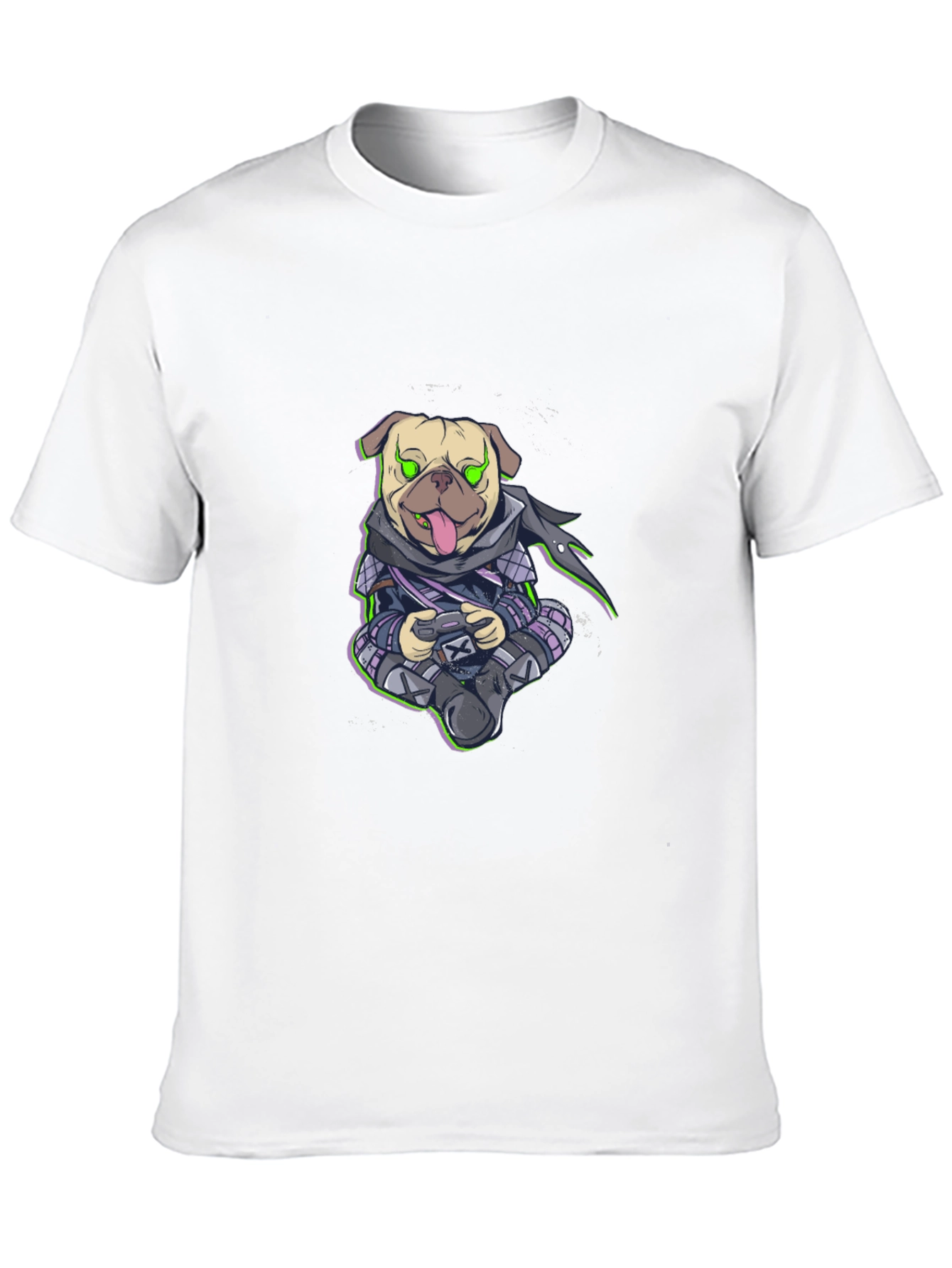 Gamer Pug Graphic T-Shirt - Black