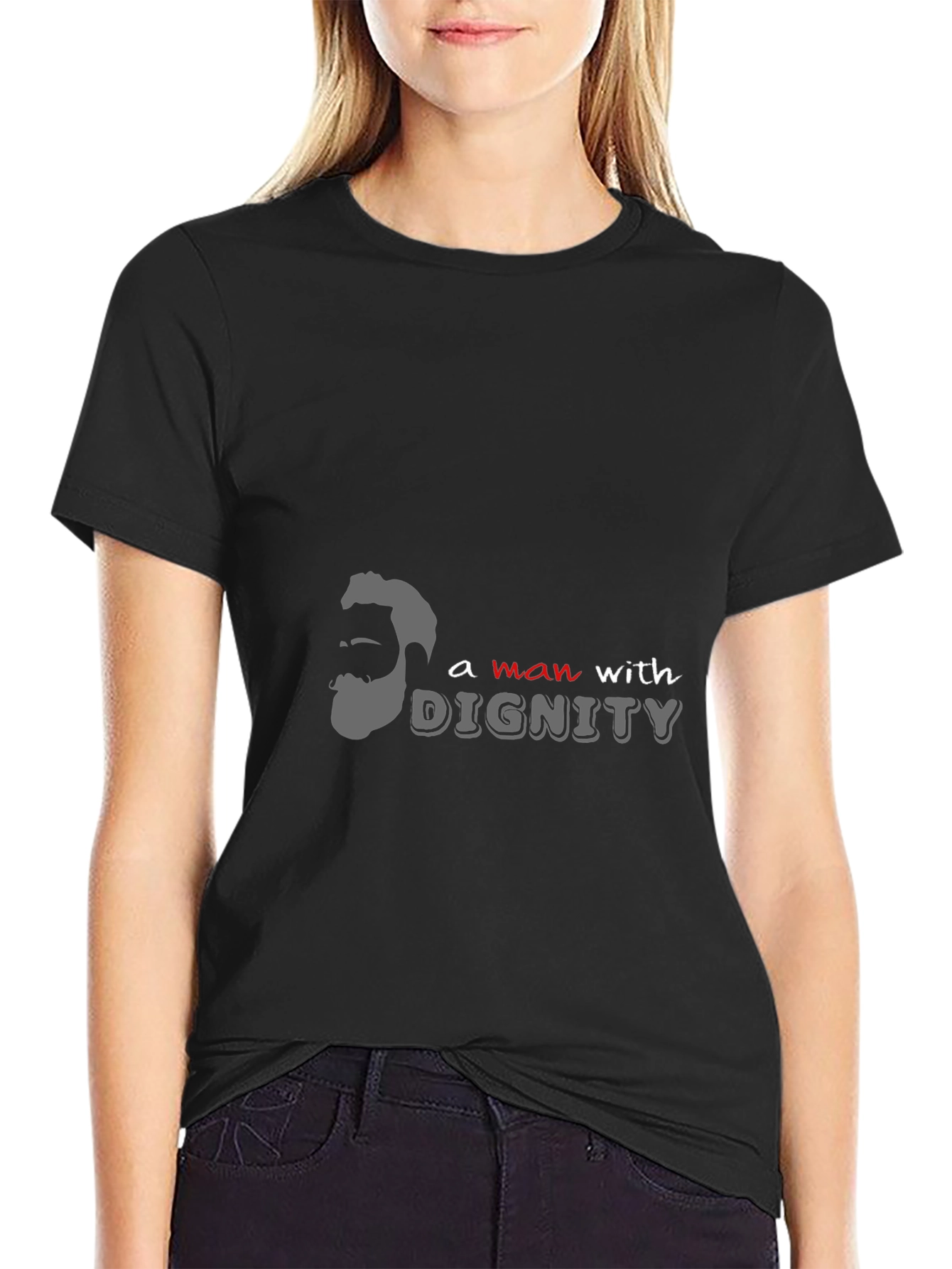 Man With Dignity Graphic Print Black T-Shirt