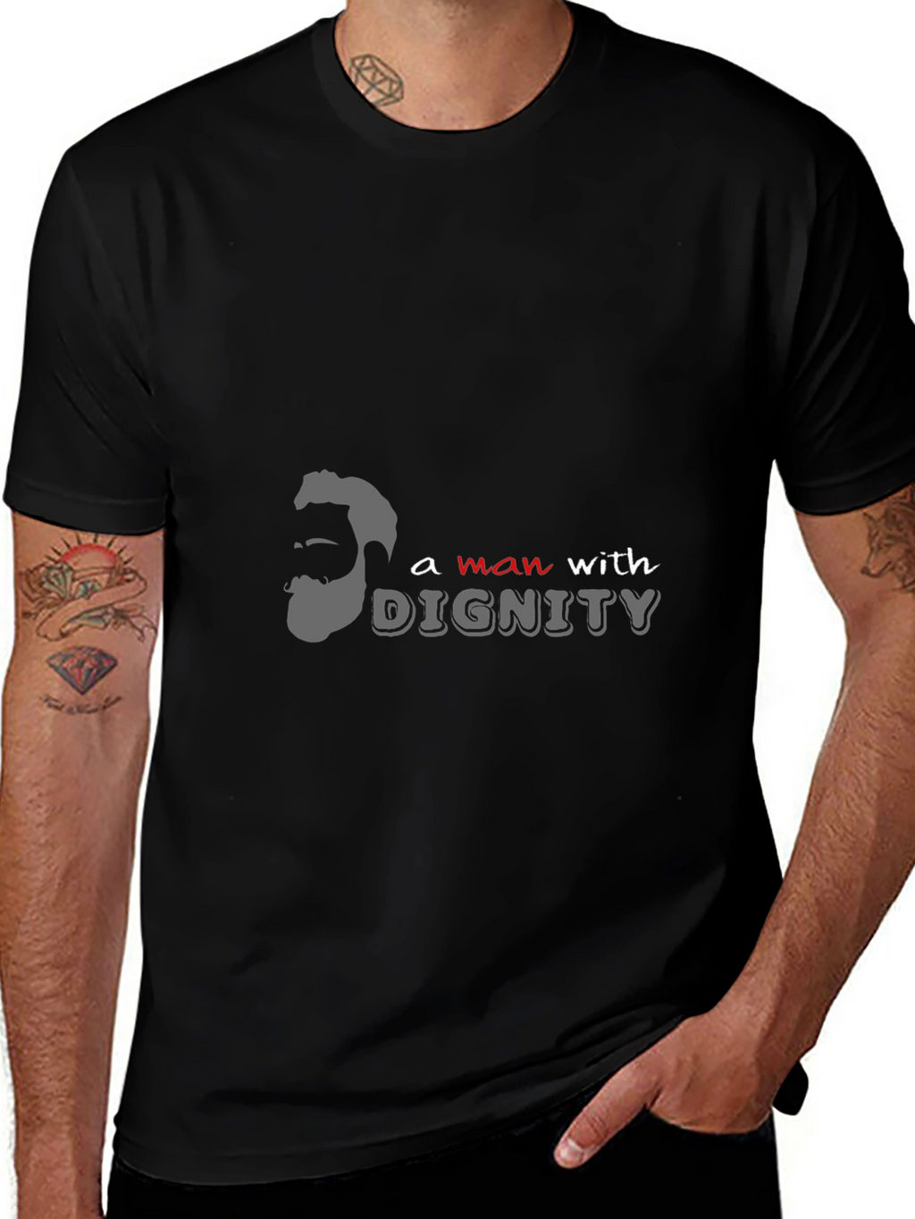 Man With Dignity Graphic Print Black T-Shirt