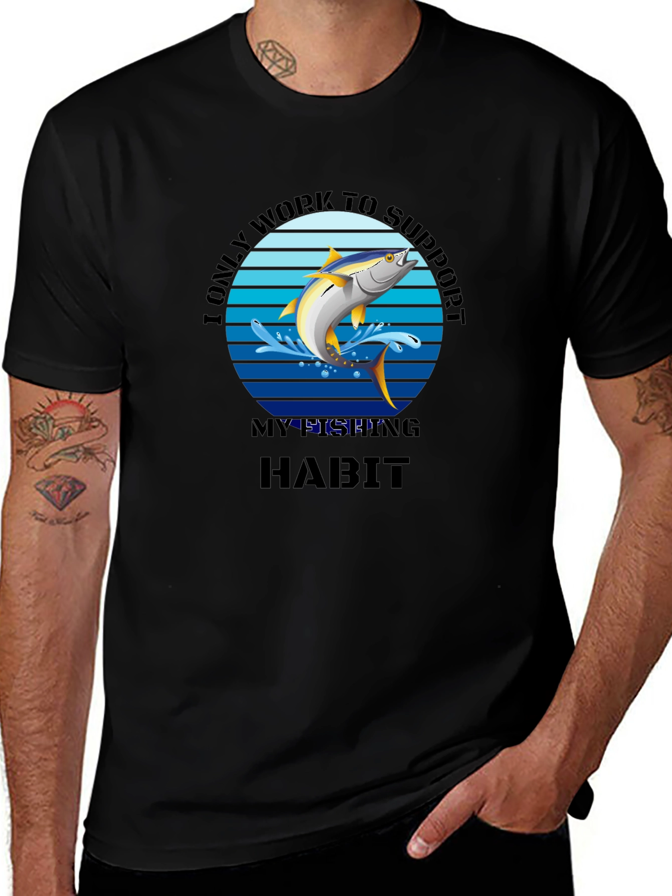 Fishing Habit Graphic T-Shirt - Mens Black Tee