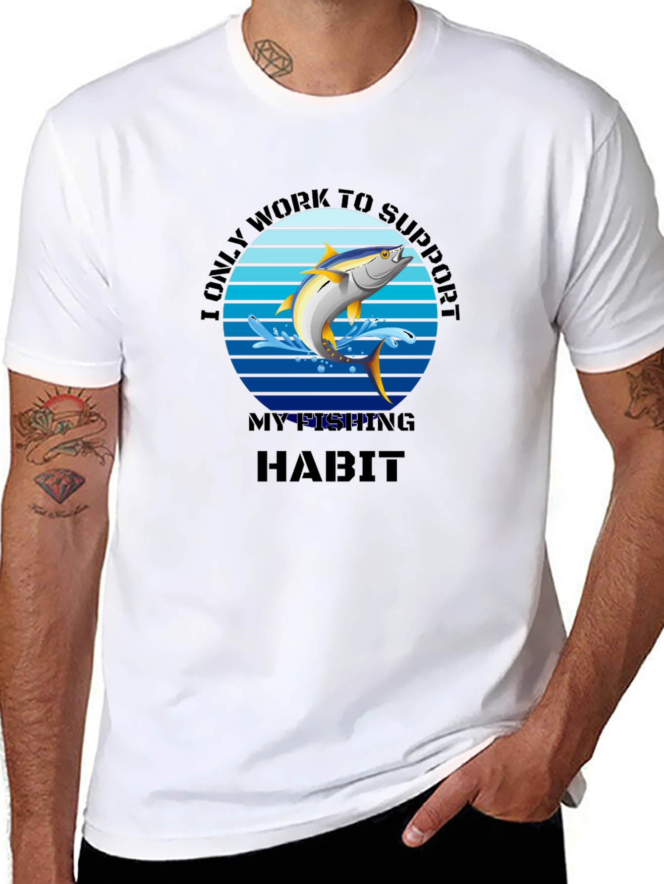 Fishing Habit Graphic T-Shirt - Mens Black Tee