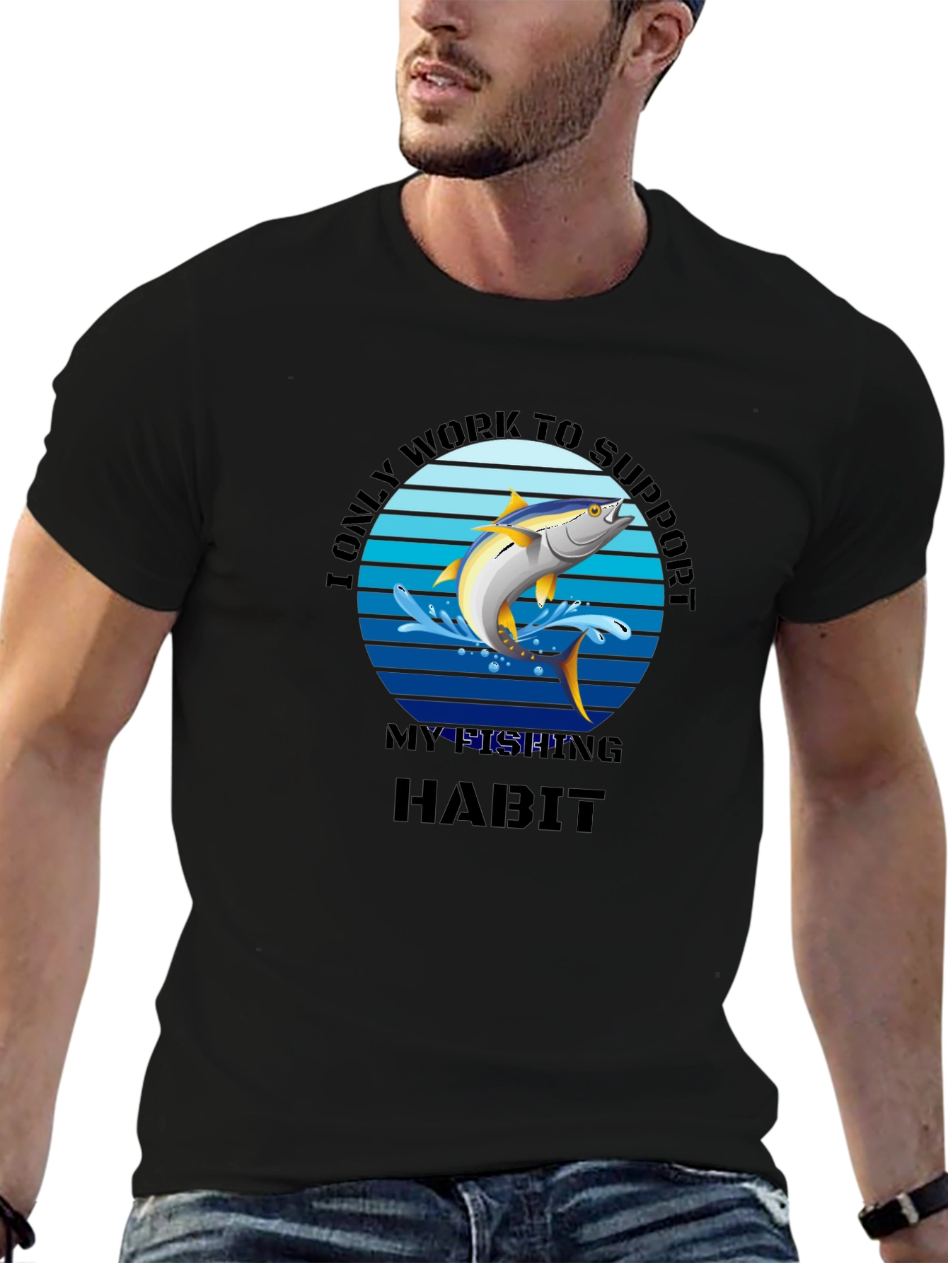 Fishing Habit Graphic T-Shirt - Mens Black Tee