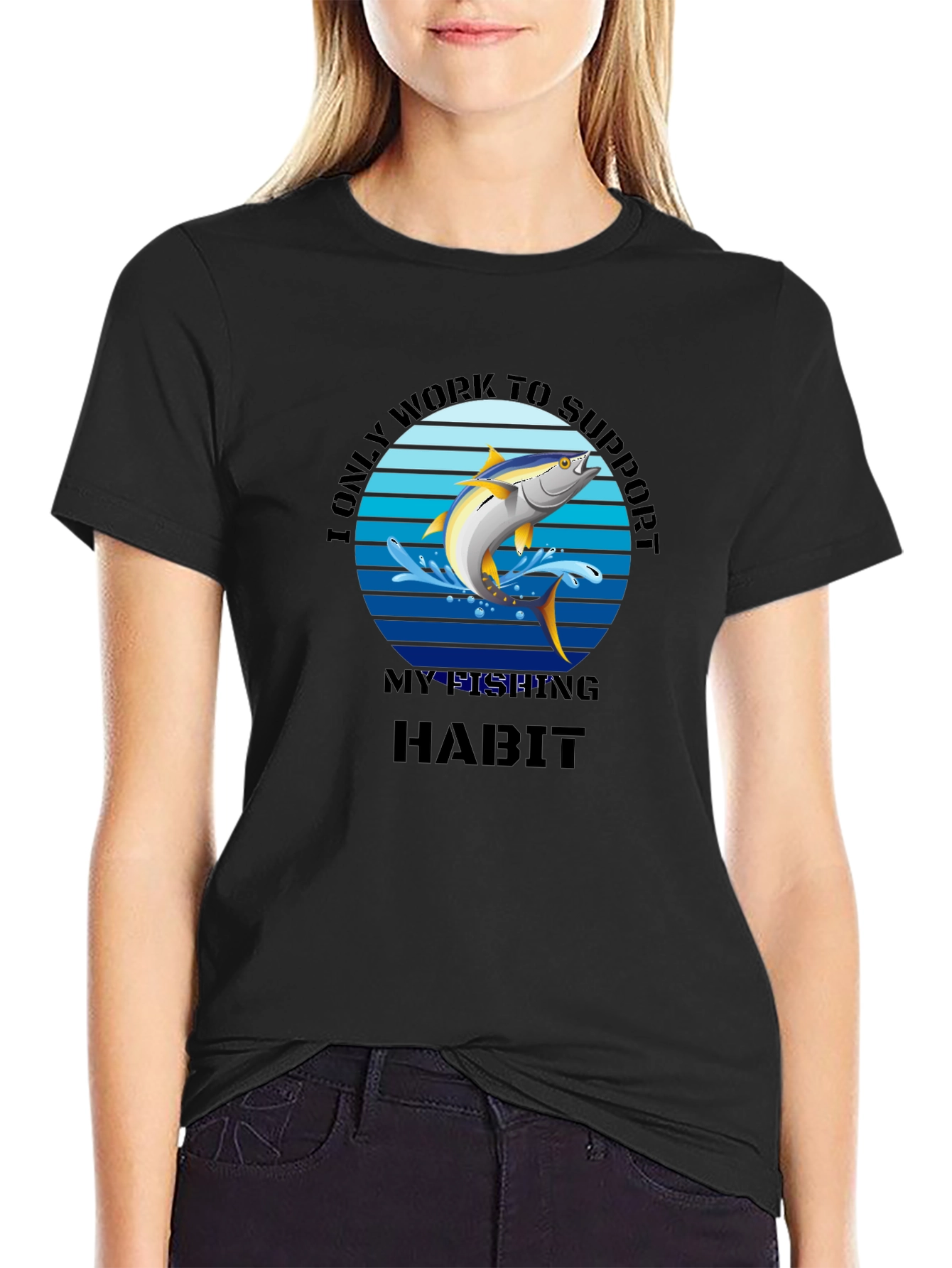 Fishing Habit Graphic T-Shirt - Mens Black Tee