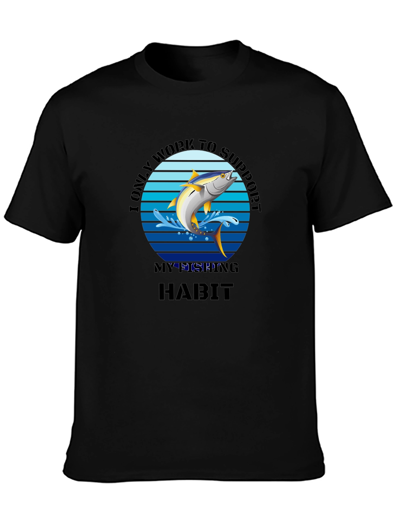 Fishing Habit Graphic T-Shirt - Mens Black Tee