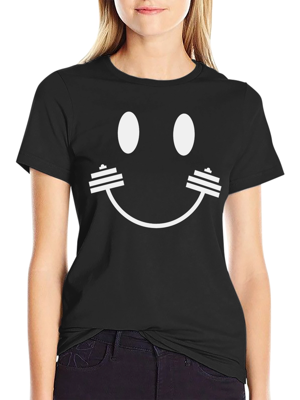 Workout Smiley Face T-Shirt - Black