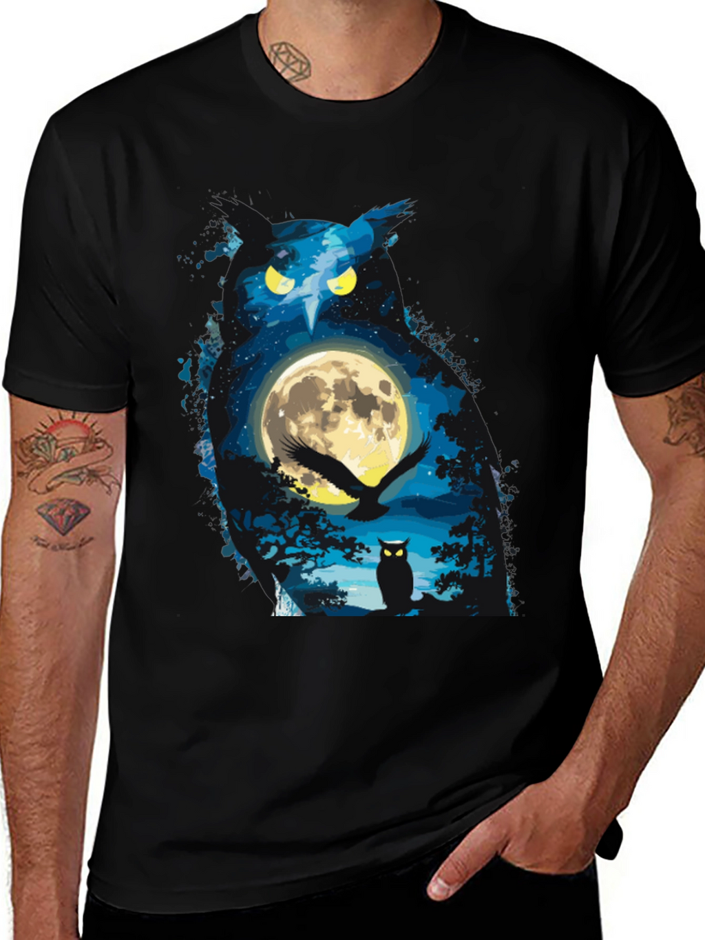 Owl Moon Graphic T-Shirt - Night Sky Tee