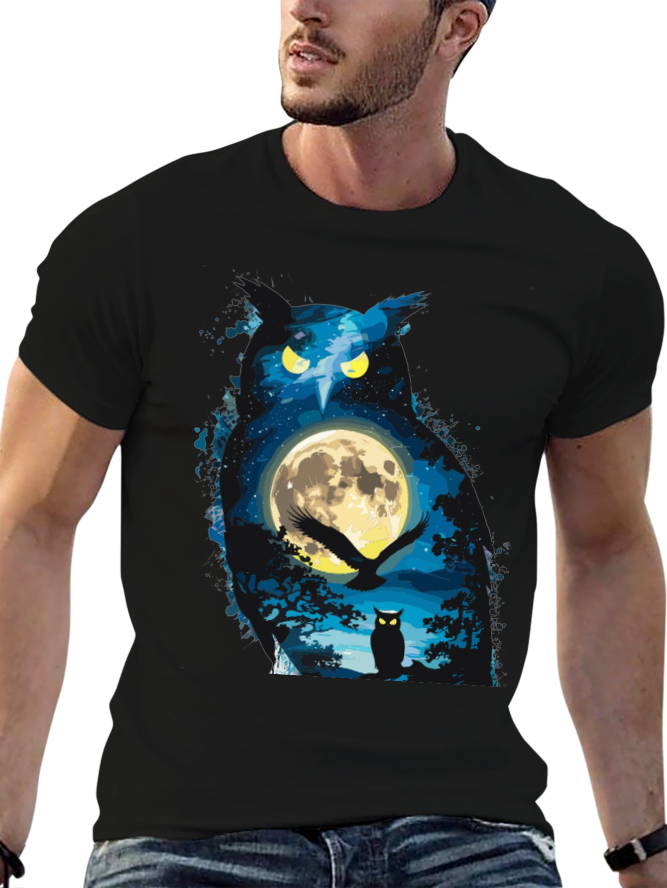 Owl Moon Graphic T-Shirt - Night Sky Tee