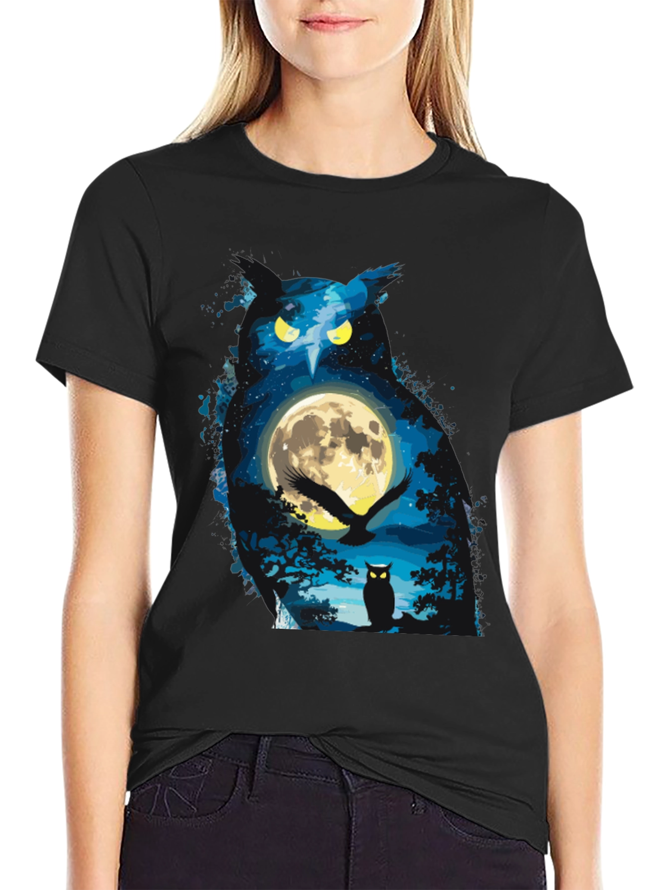 Owl Moon Graphic T-Shirt - Night Sky Tee