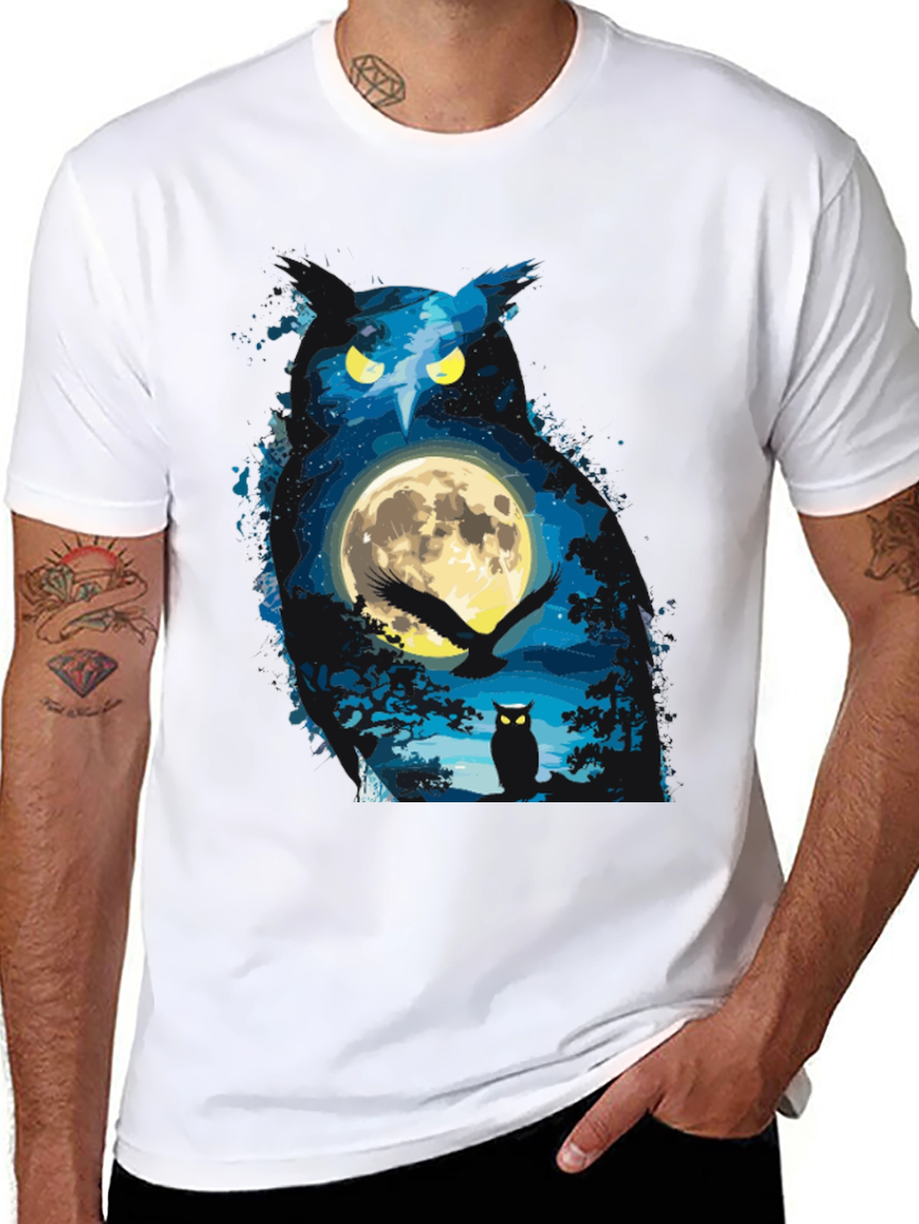 Owl Moon Graphic T-Shirt - Night Sky Tee