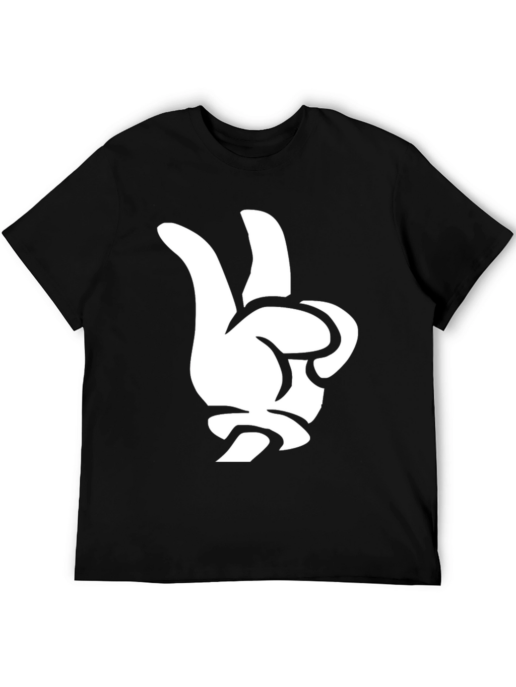 Cool Cartoon Glove Peace Sign Black T-Shirt