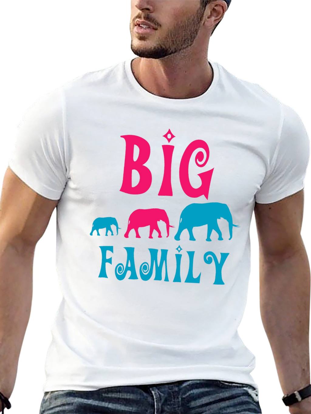 Big Family Elephant Graphic T-Shirt