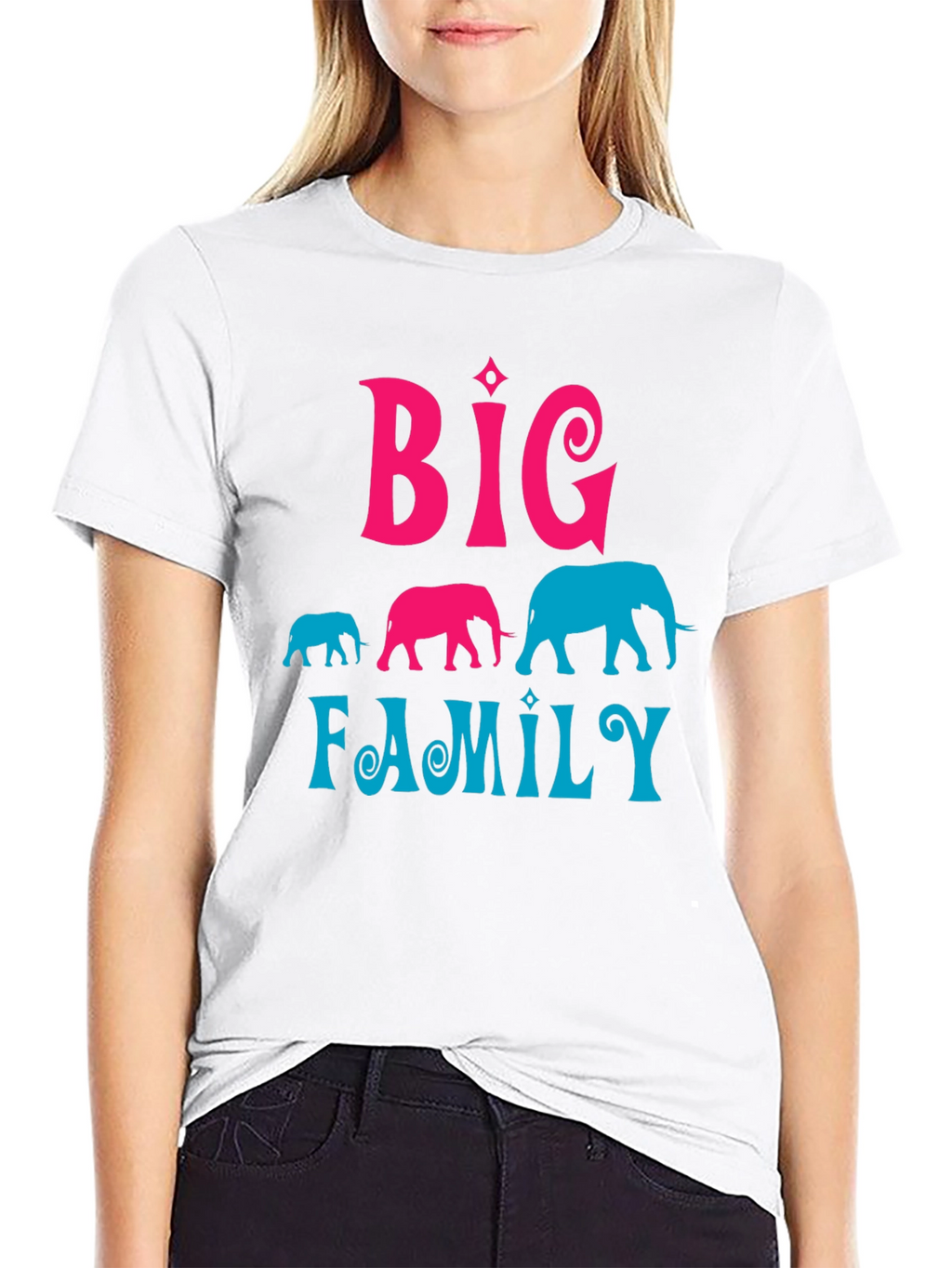 Big Family Elephant Graphic T-Shirt