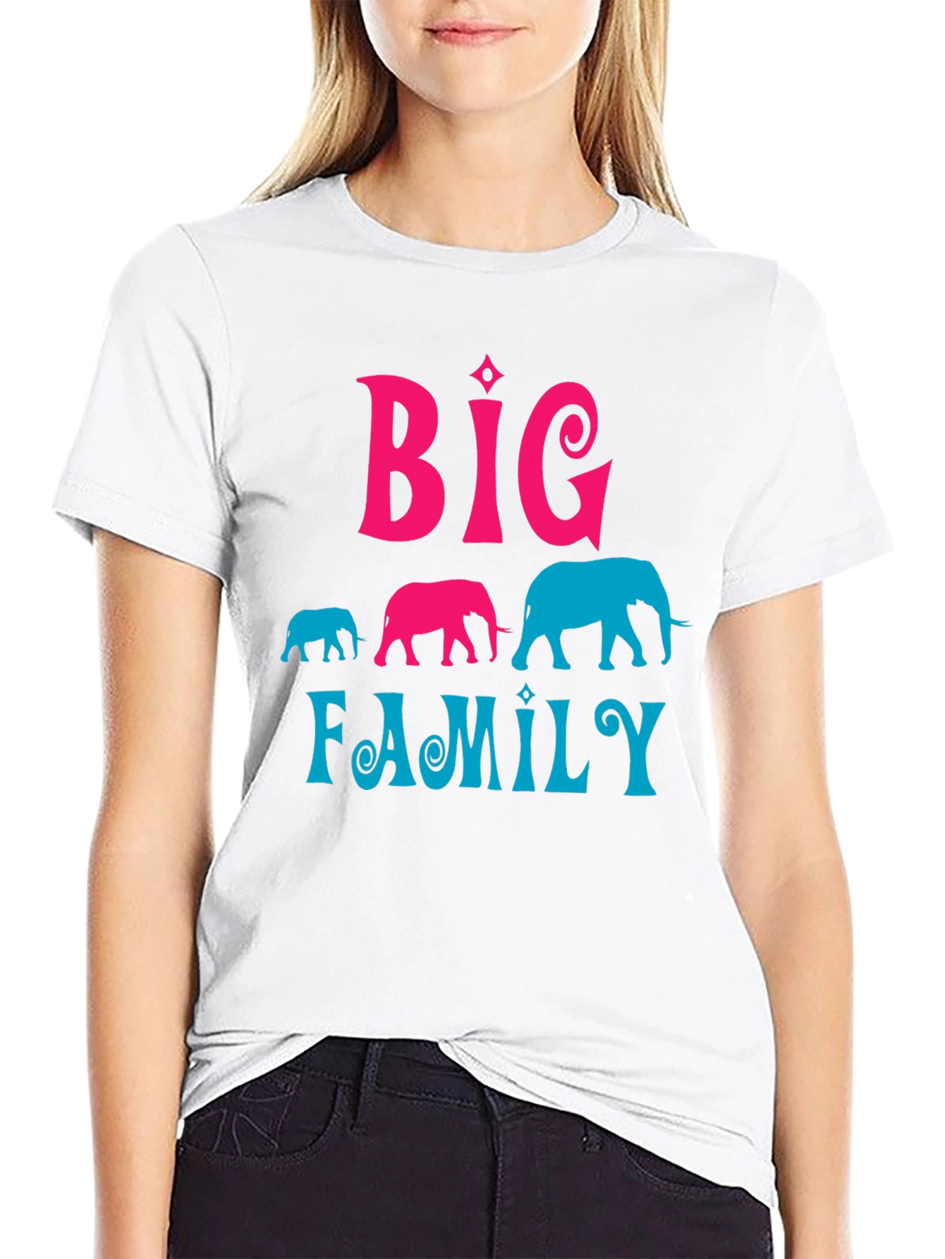 Big Family Elephant Graphic T-Shirt