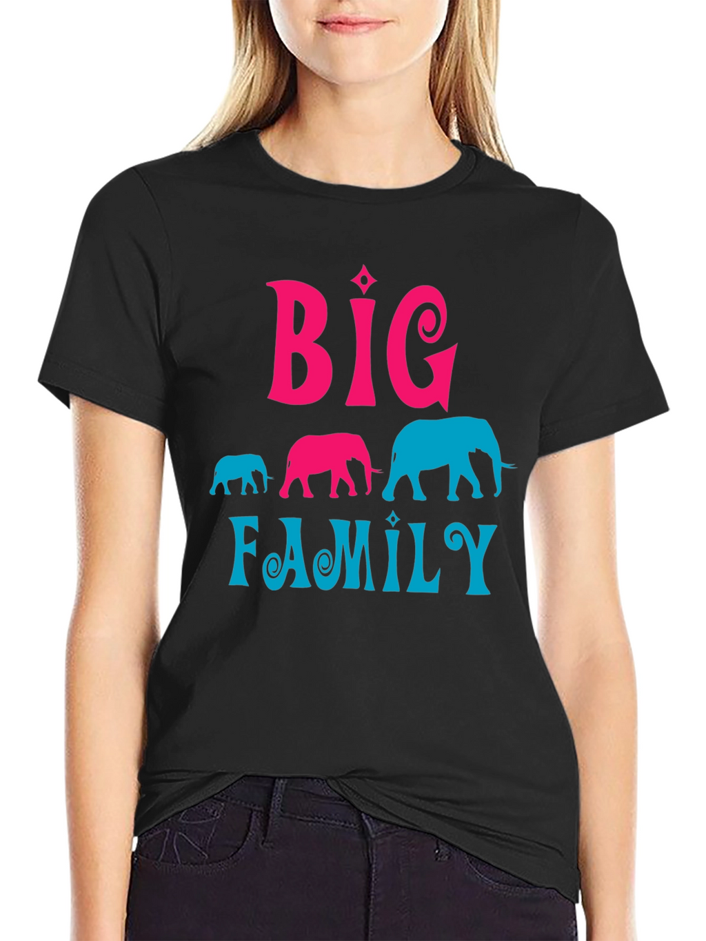 Big Family Elephant Graphic T-Shirt