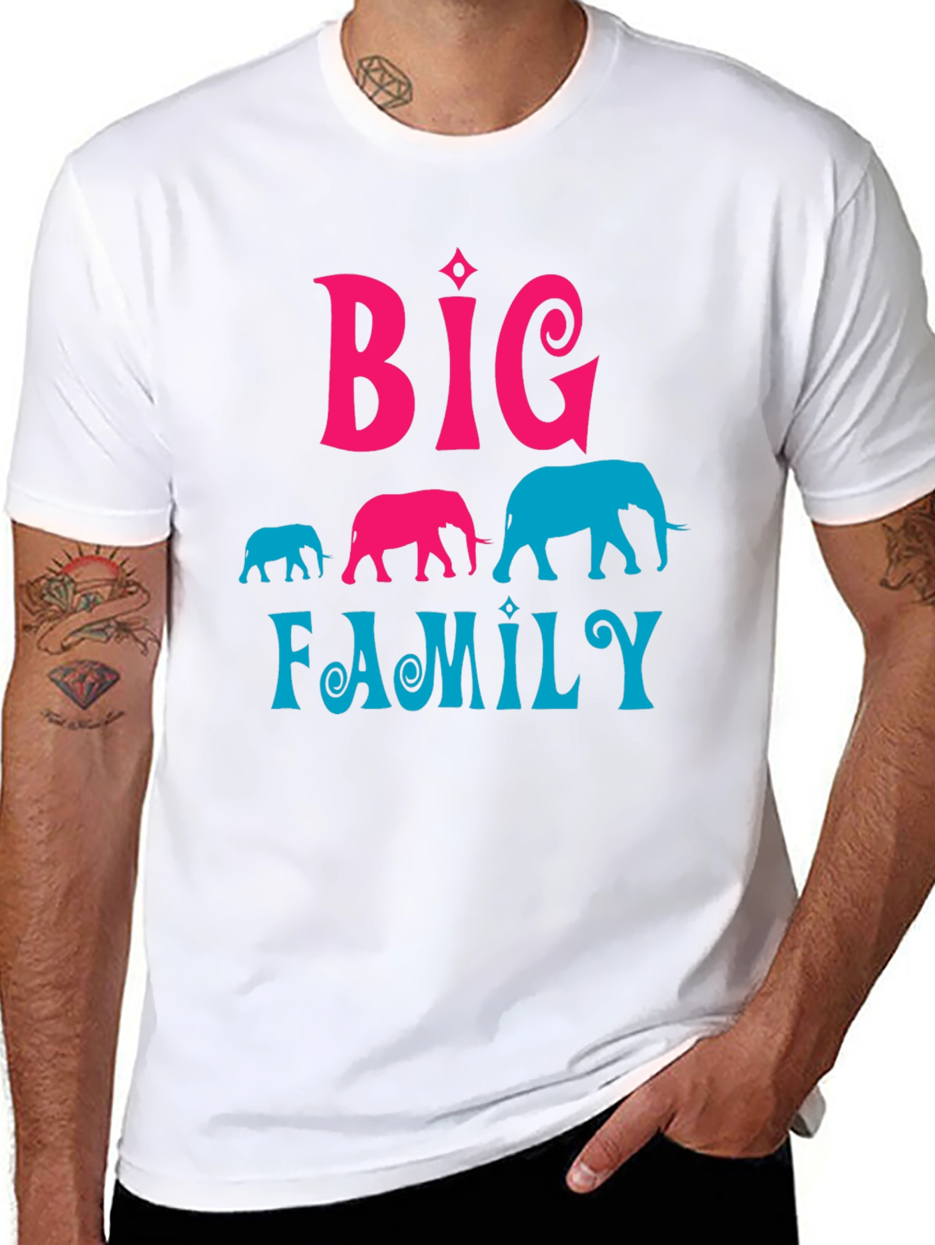 Big Family Elephant Graphic T-Shirt