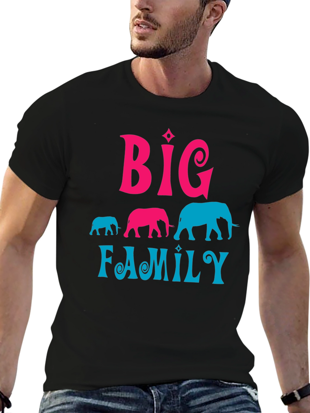 Big Family Elephant Graphic T-Shirt